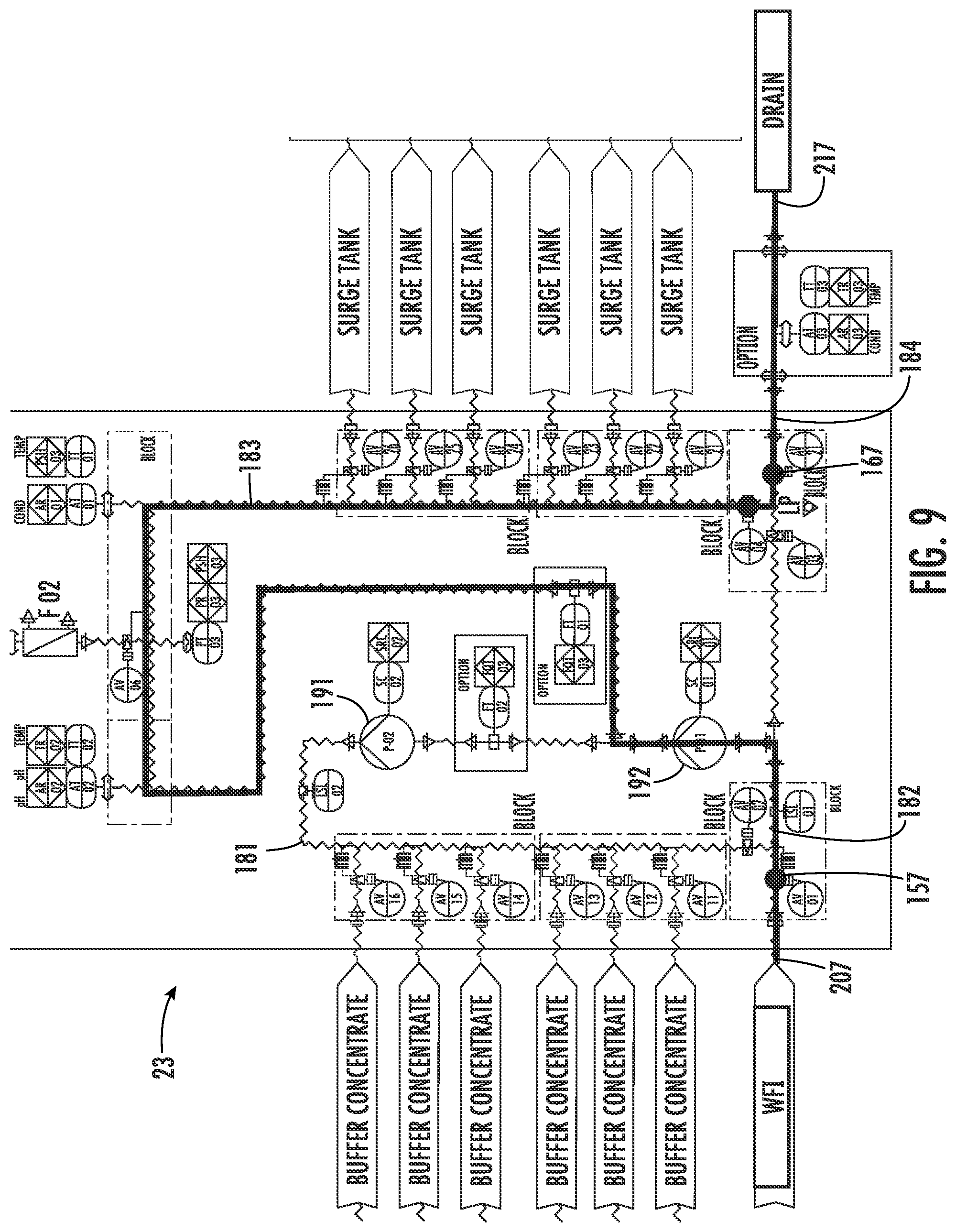 Patent US12455292 Figure 8 – Single use manifold for buffer management system