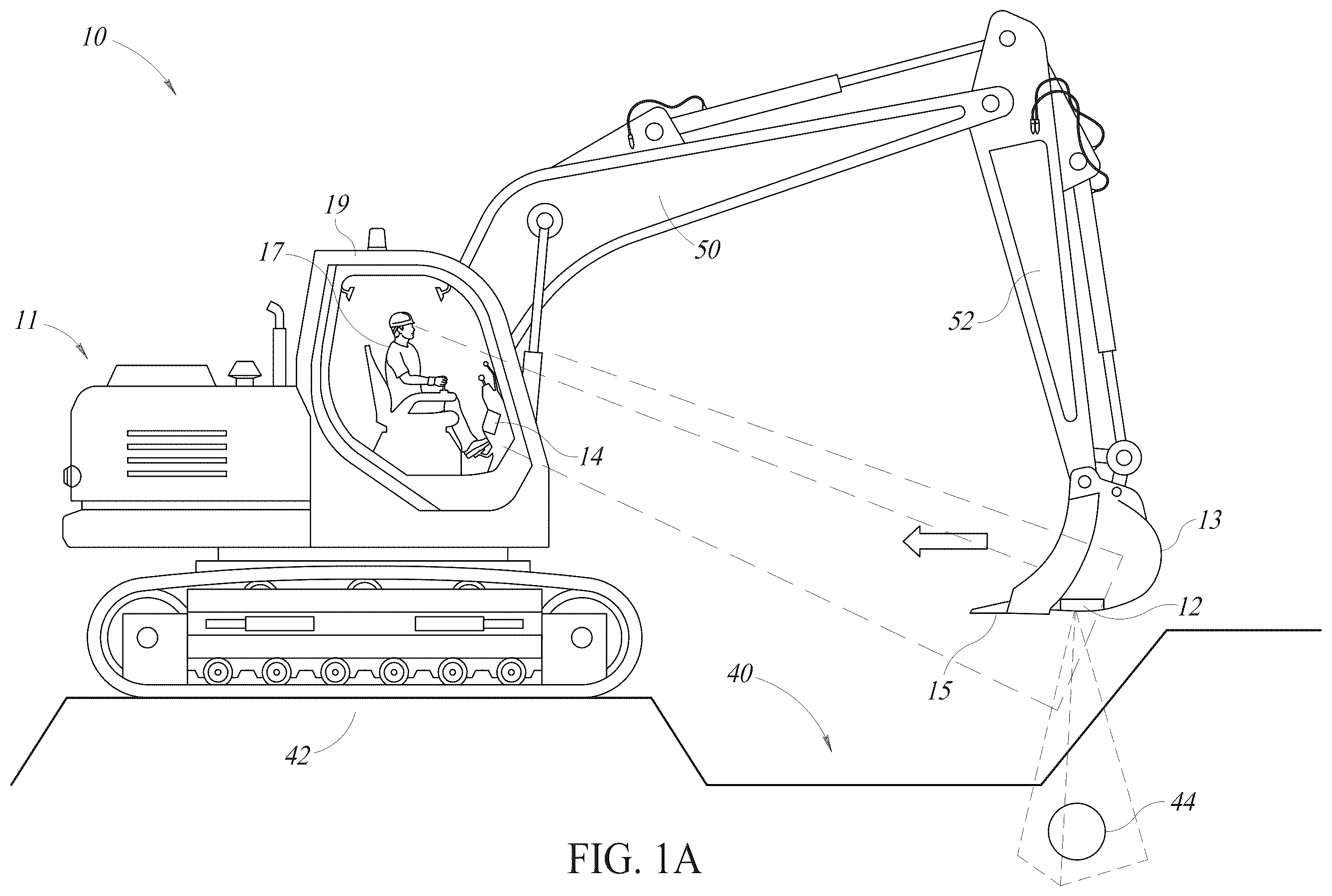 Patent US12455369 Figure 1 – System and method for avoiding utility strikes by construction equipment