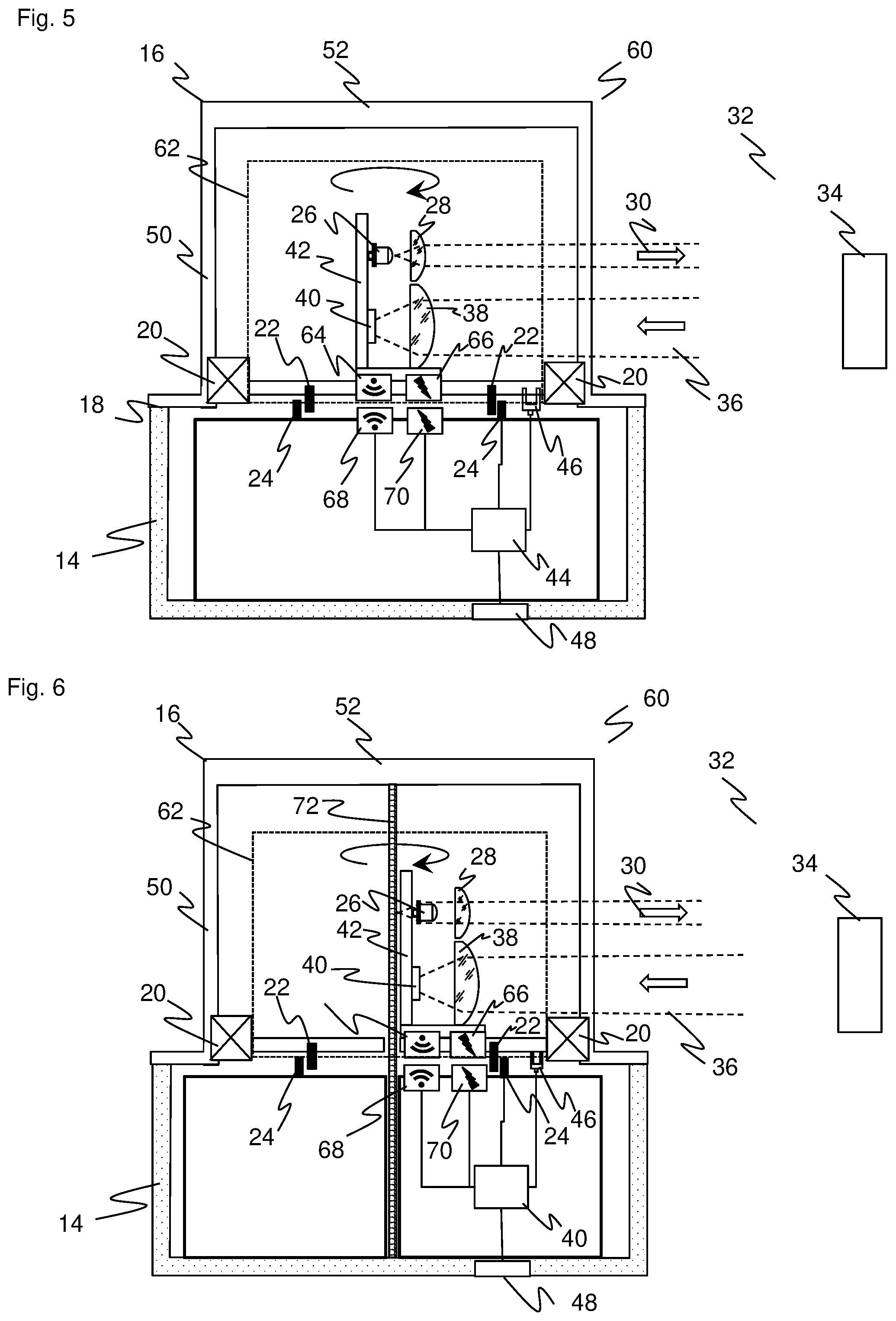Patent US12455375 Figure 3 – Optoelectronic sensor movable with the aid of the rotor for periodic scanning of a monitored zone by transmitted light