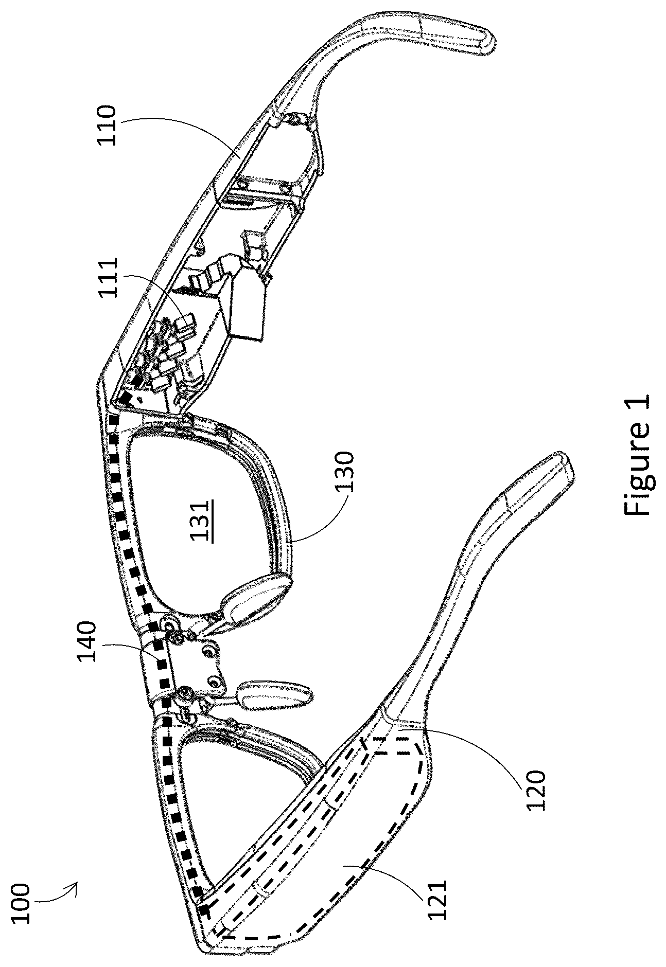 Patent US12455404 Figure 1 – Multi-focal optics for wearable heads-up displays