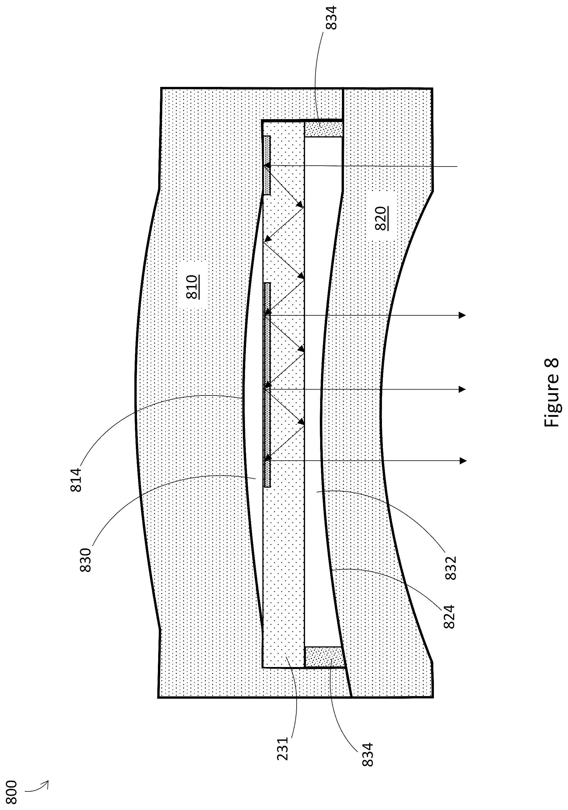 Patent US12455404 Figure 8 – Multi-focal optics for wearable heads-up displays