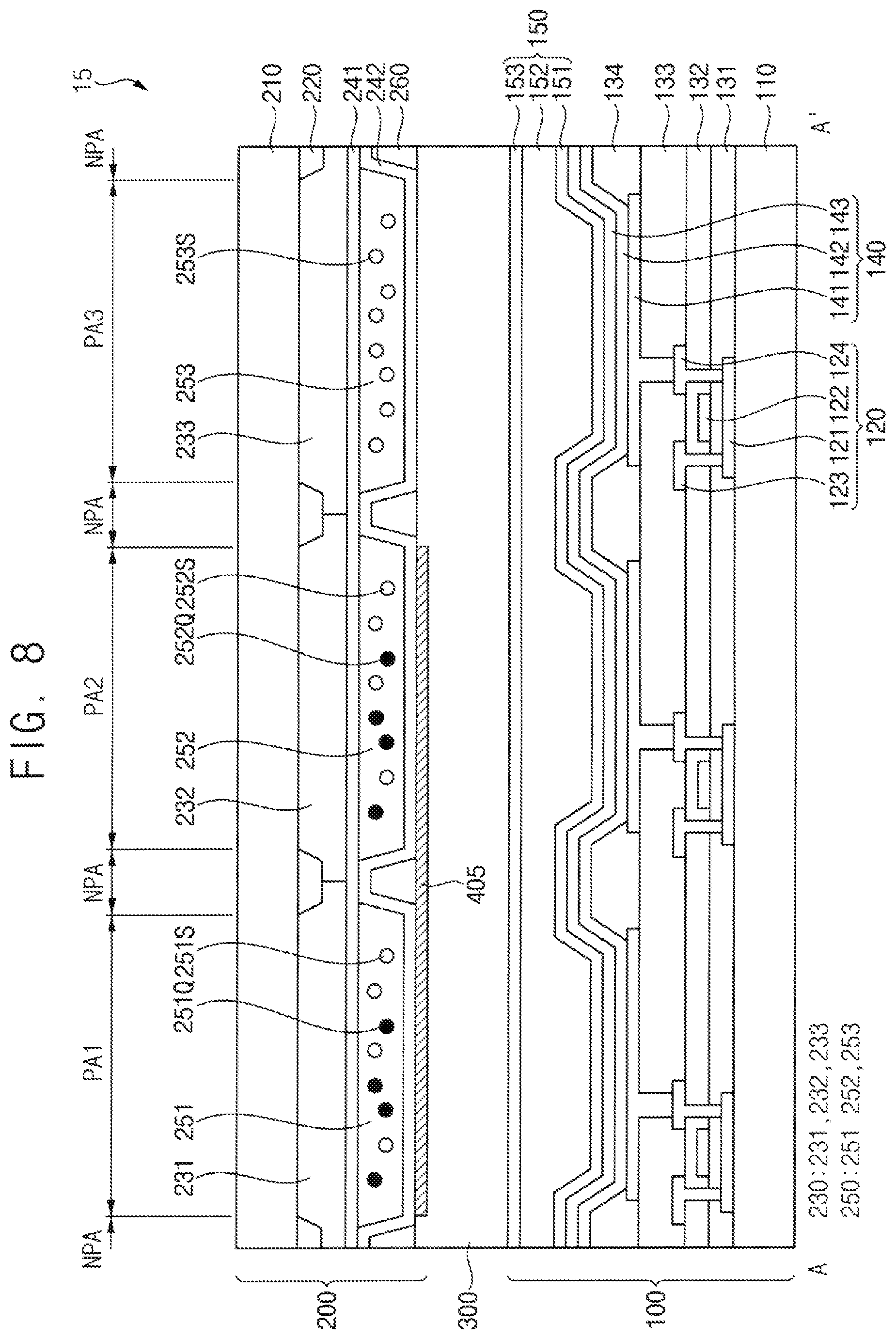 Patent US12455408 Figure 8 – Color conversion panel and display device including the same