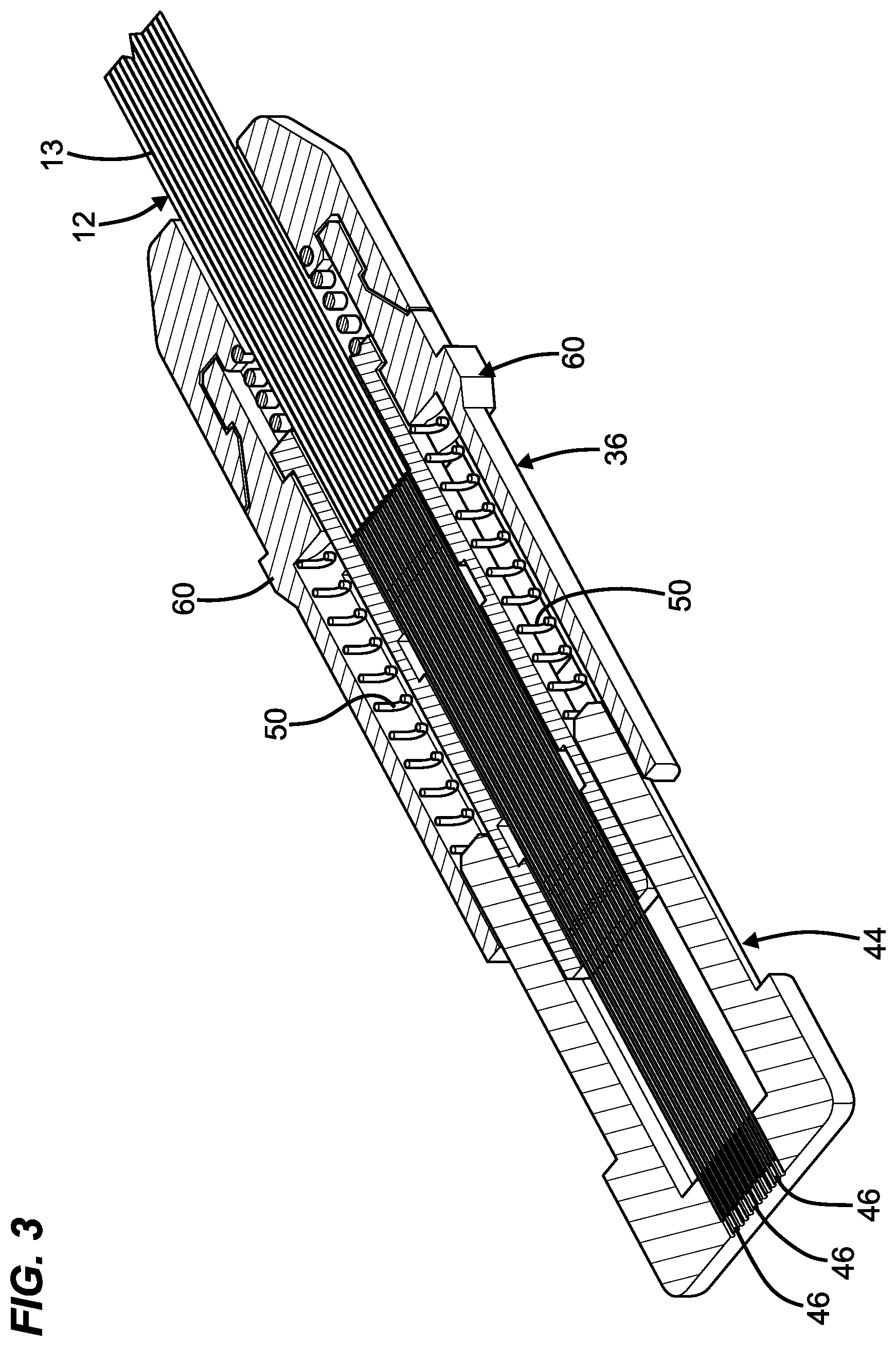 Patent US12455416 Figure 3 – Low profile fiber holders for use with bare fiber multi-fiber fiber optic connectors