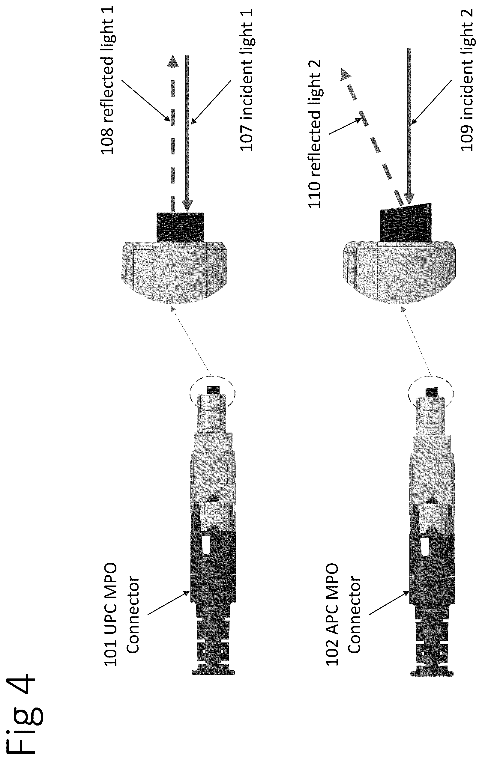 Patent US12455417 Figure 4 – MPO adapter for APC connector inspection