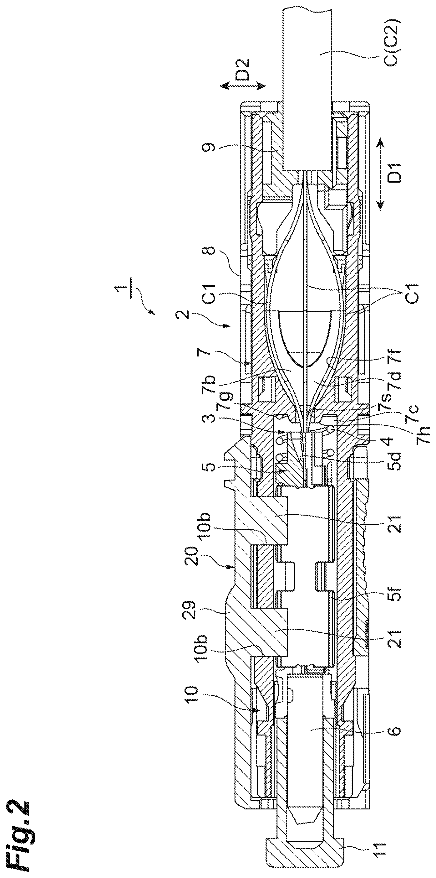 Patent US12455419 Figure 2 – Optical fiber connecting jig and optical connector