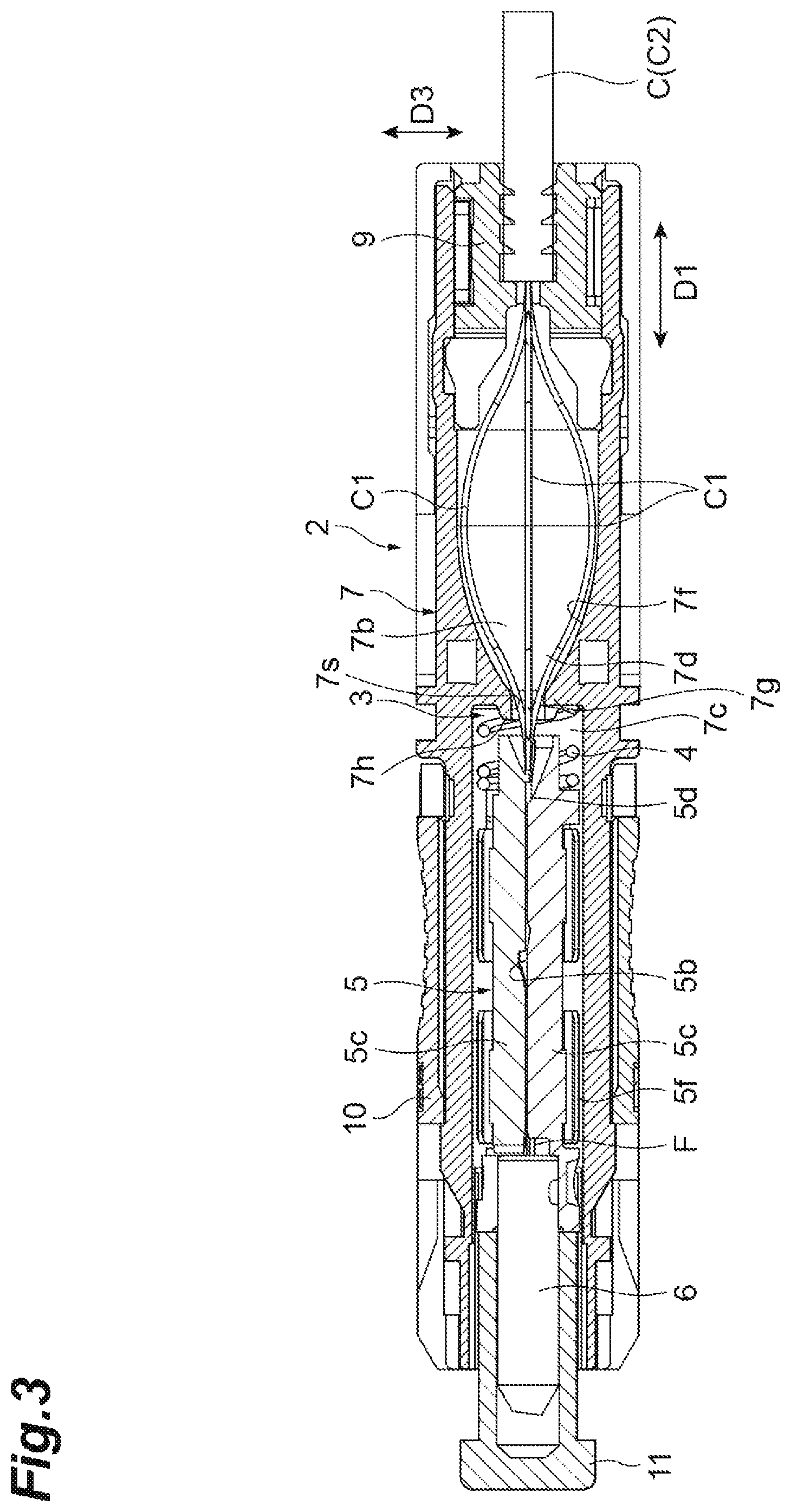 Patent US12455419 Figure 3 – Optical fiber connecting jig and optical connector