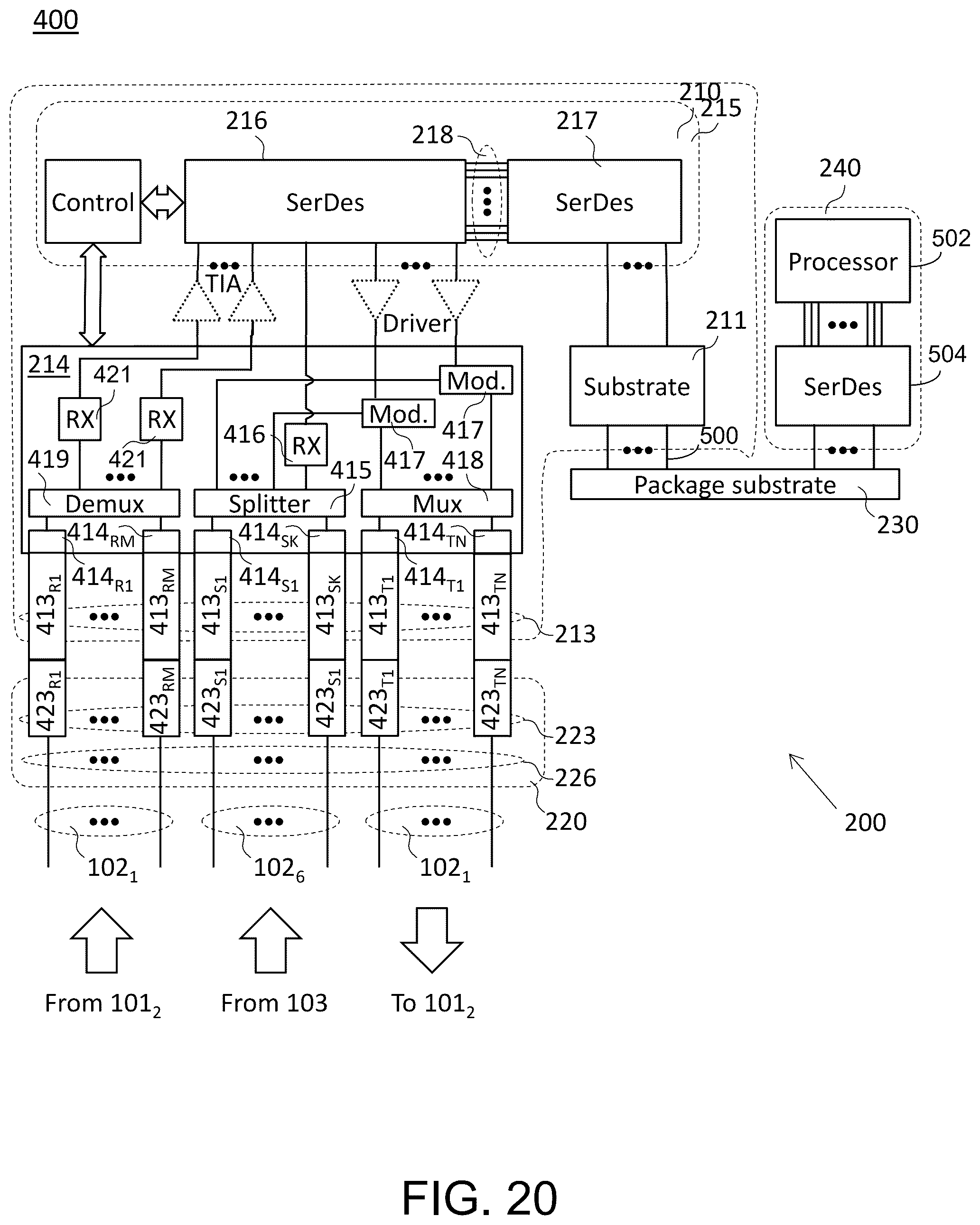 Patent US12455422 Figure 18 – Communication systems having co-packaged optical modules