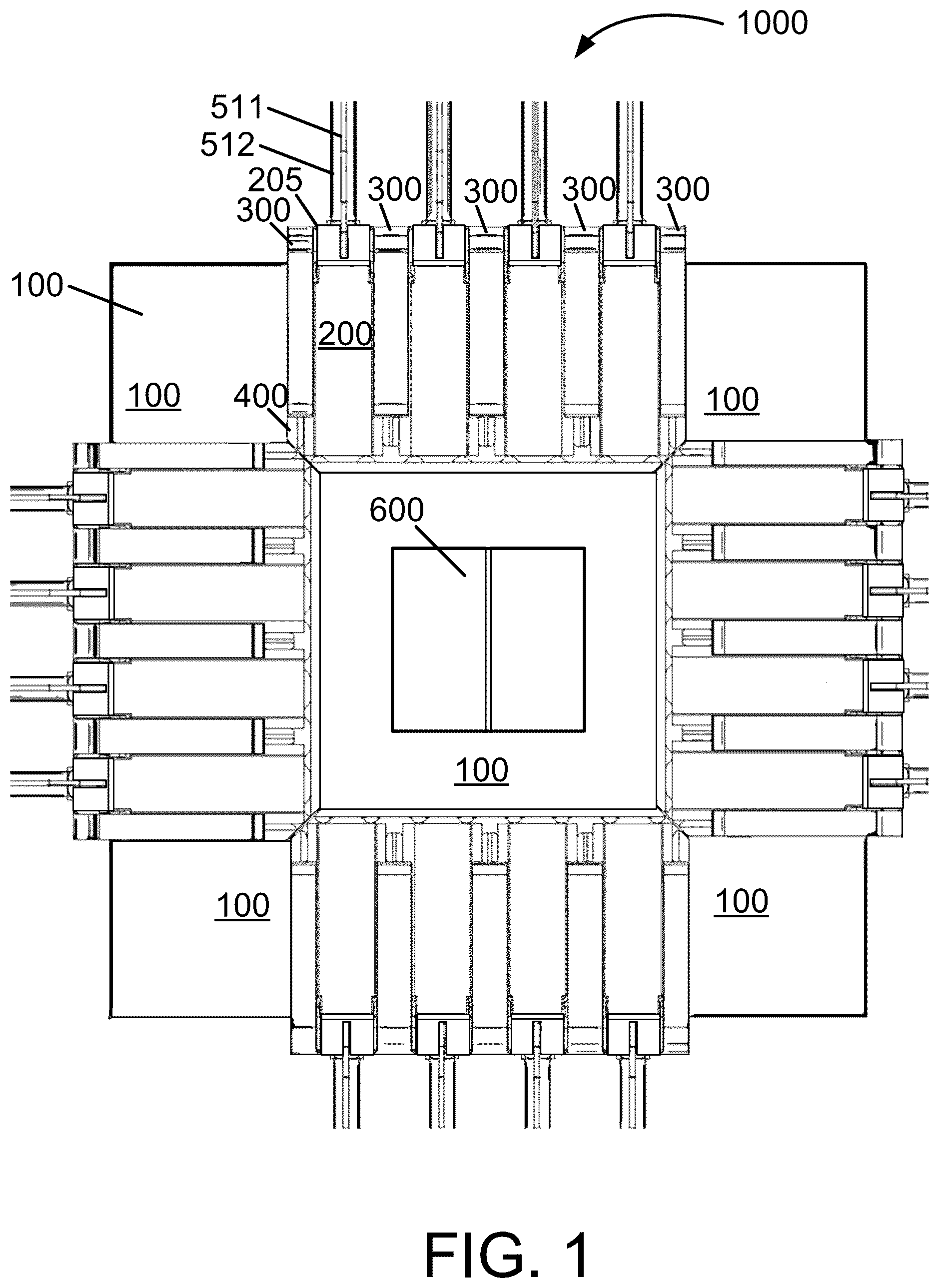 Patent US12455423 — Co-packaging optical modules with surface and edge coupling — Figure 1