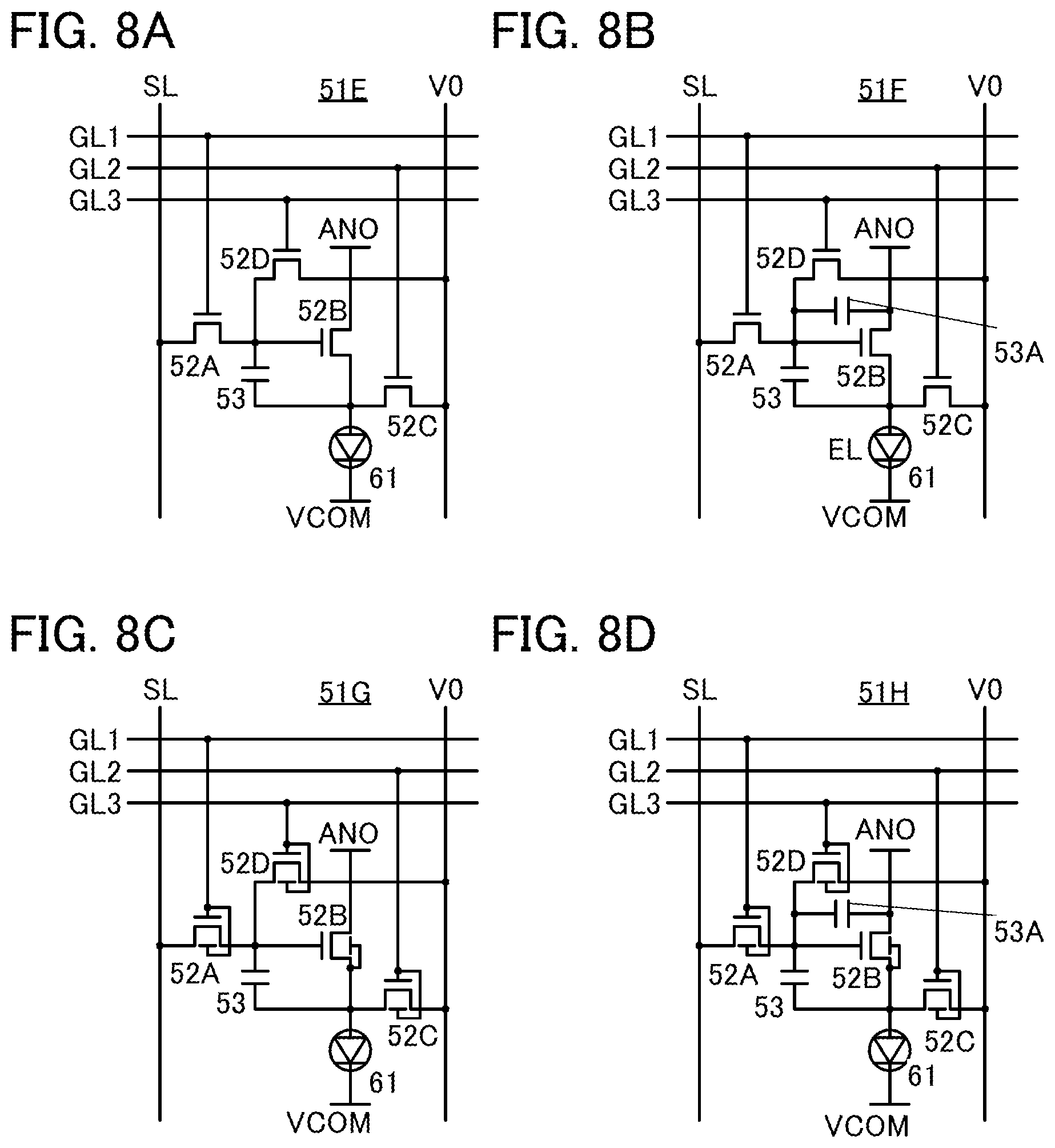 Patent US12455446 Figure 8 – Display device with light emitting device and light sensing device in one layer