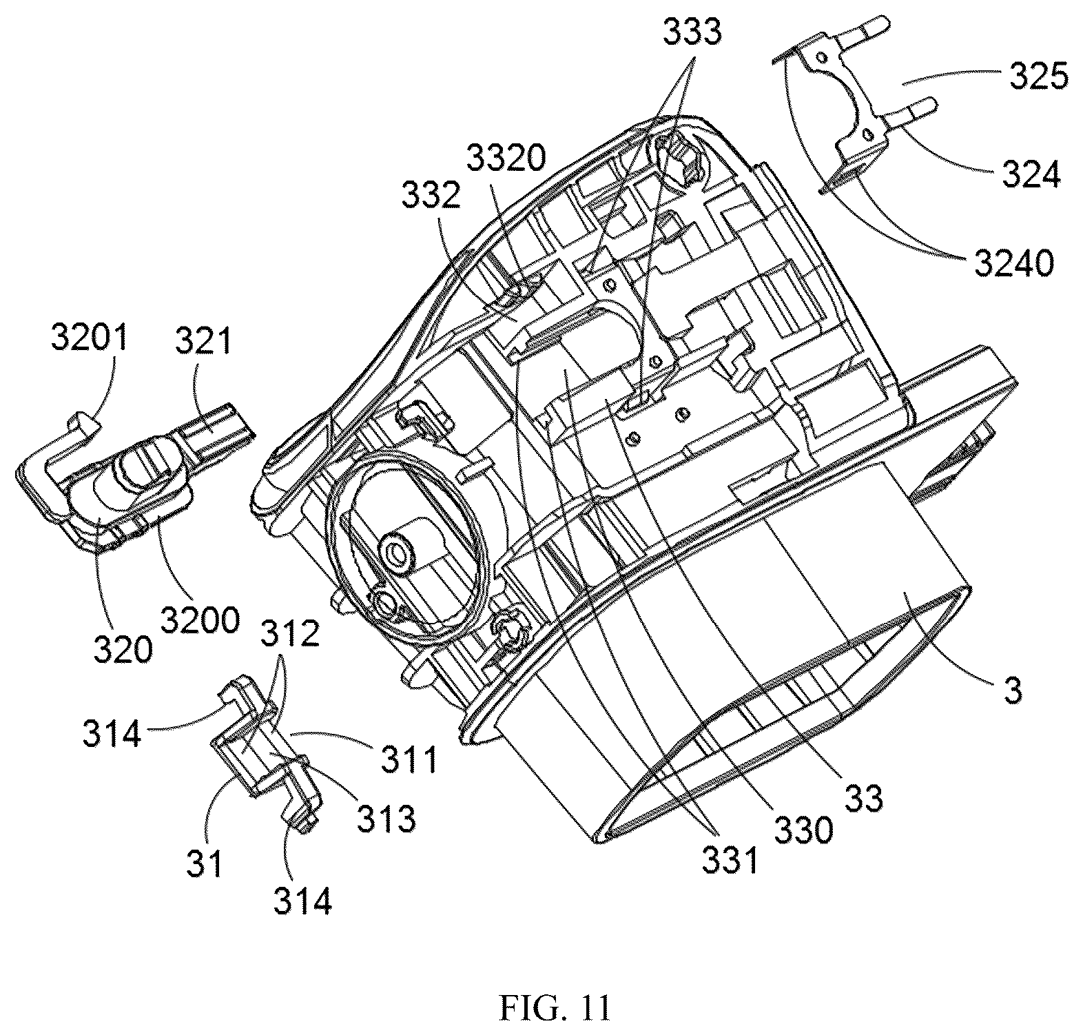 Patent US12455460 Figure 11 – Open binocular near-eye display device with adjustable pupillary distance