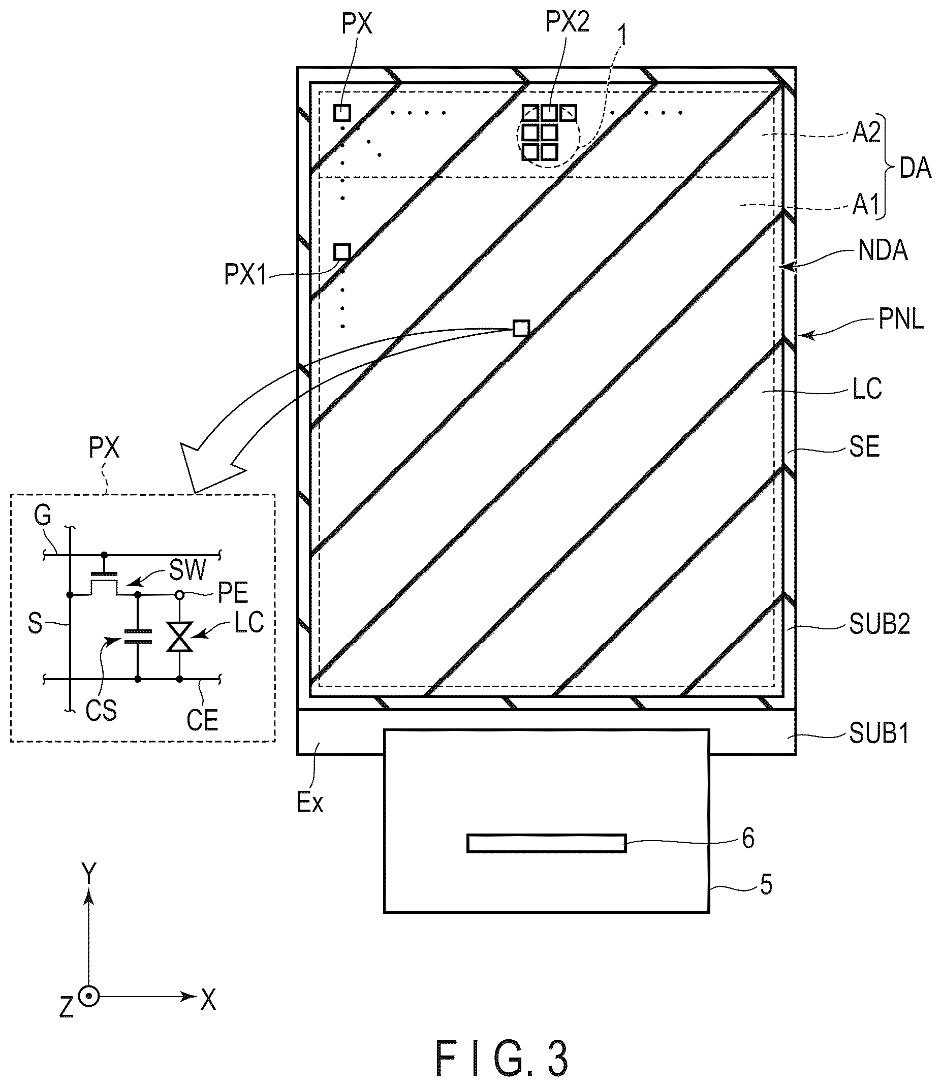 Patent US12455482 Figure 3 – Electronic apparatus incorporating a liquid crystal element