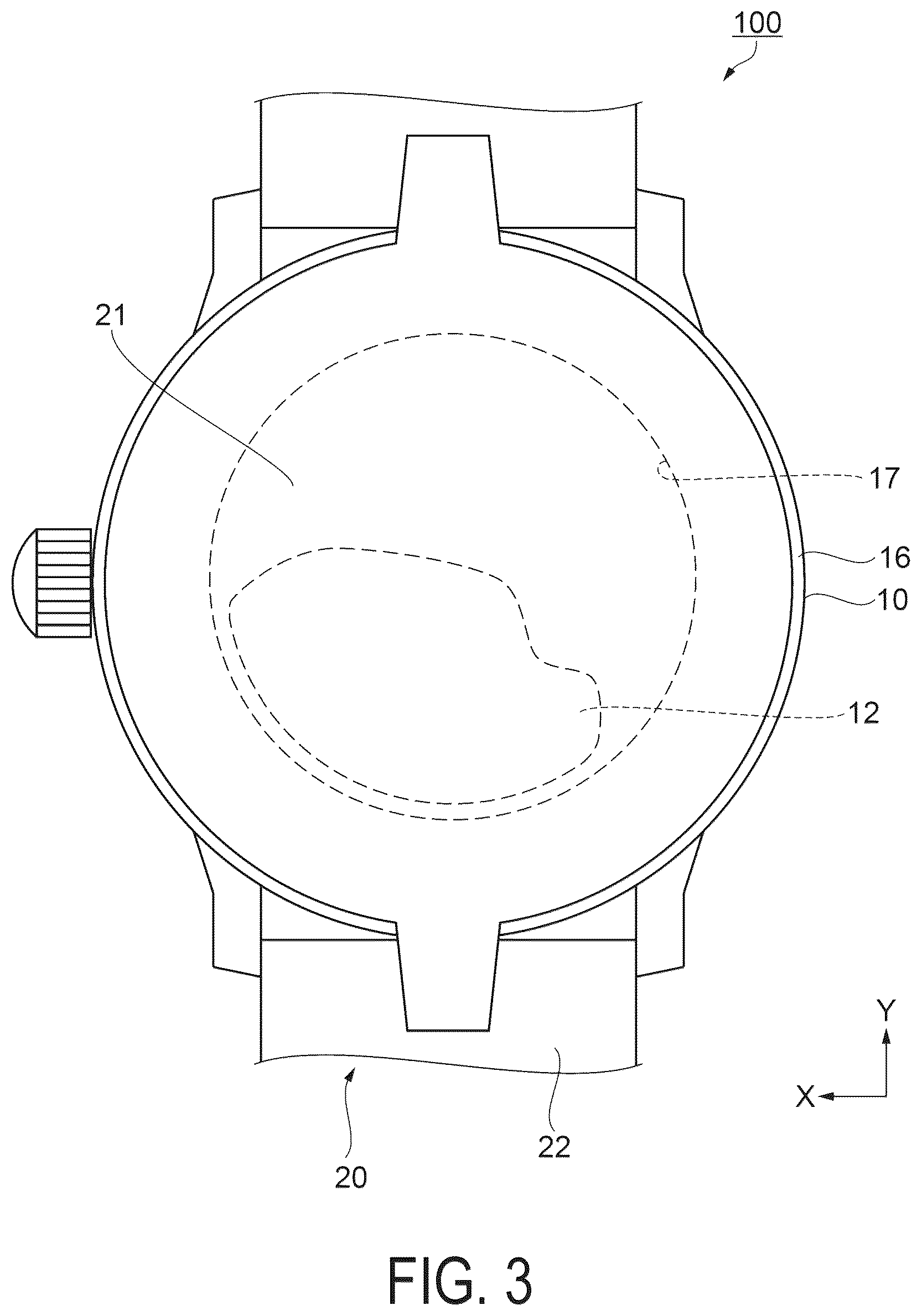Patent US12455538 Figure 3 – Wrist watch and strap