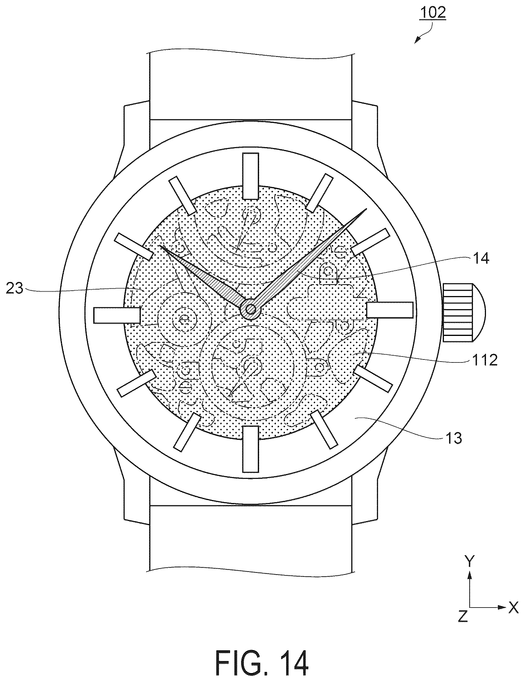 Patent US12455538 Figure 10 – Wrist watch and strap