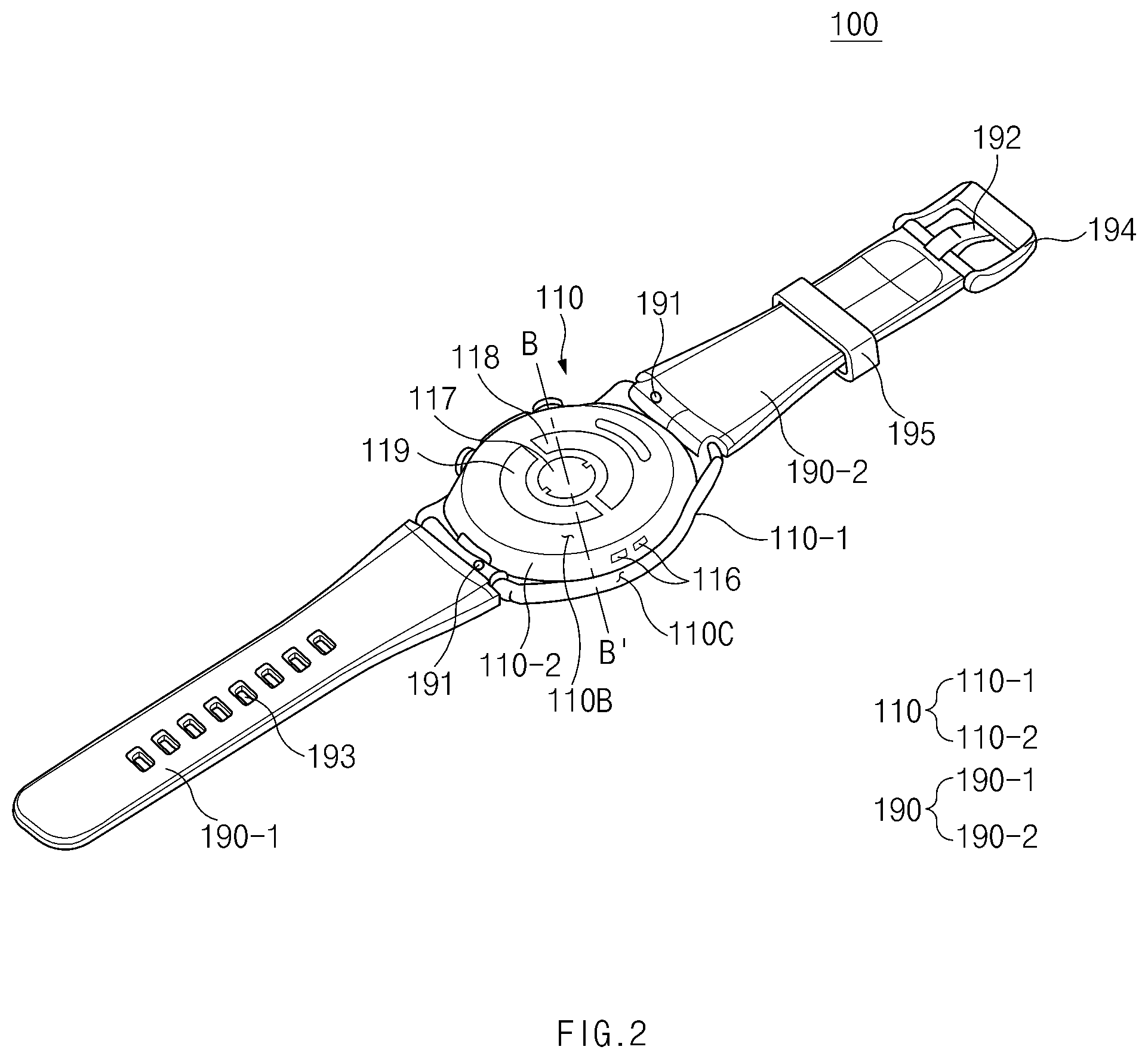Patent US12455539 Figure 2 – Electronic device comprising electrode button