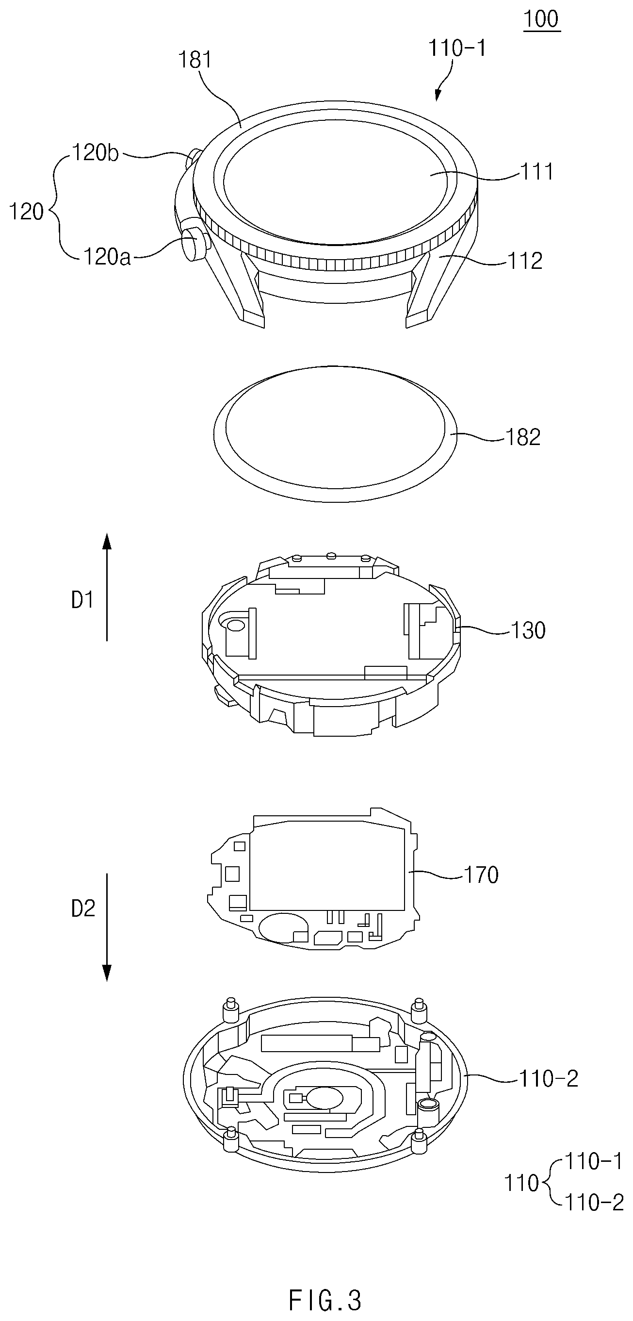 Patent US12455539 Figure 3 – Electronic device comprising electrode button