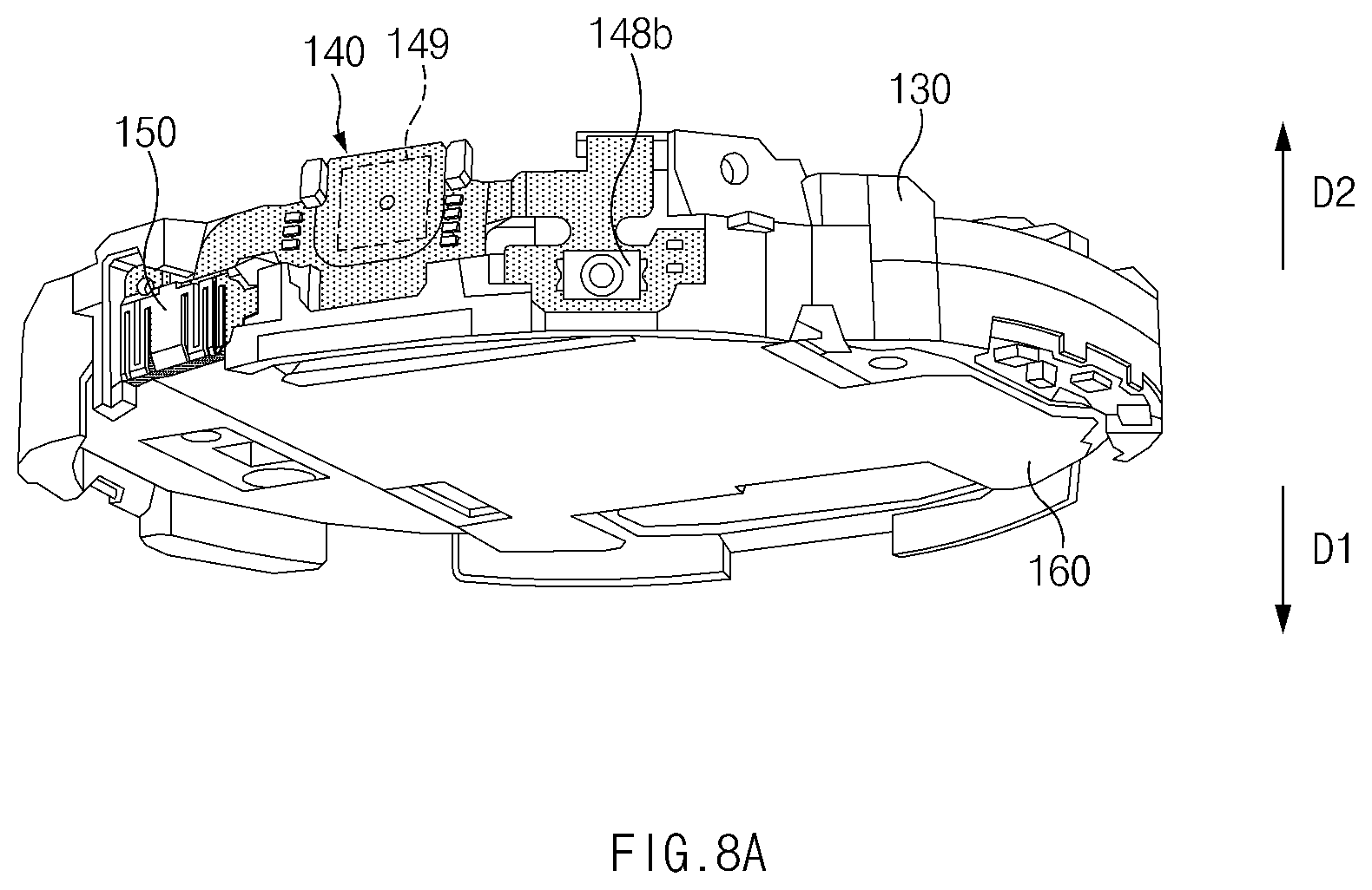 Patent US12455539 Figure 8 – Electronic device comprising electrode button