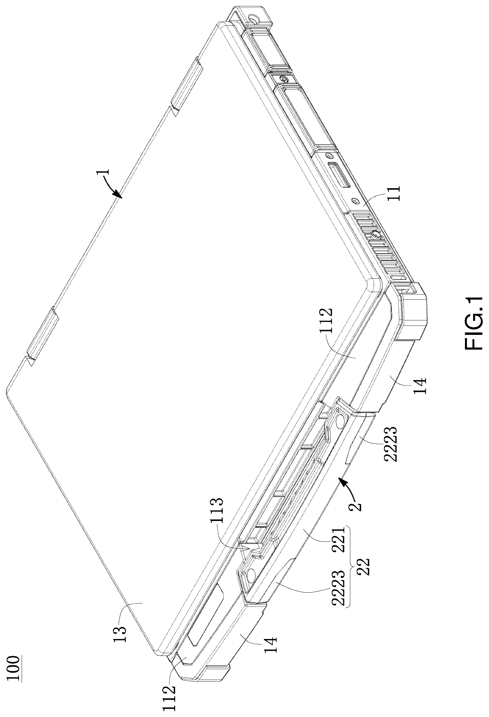 Patent US12455595 Figure 1 – Portable computer and handle
