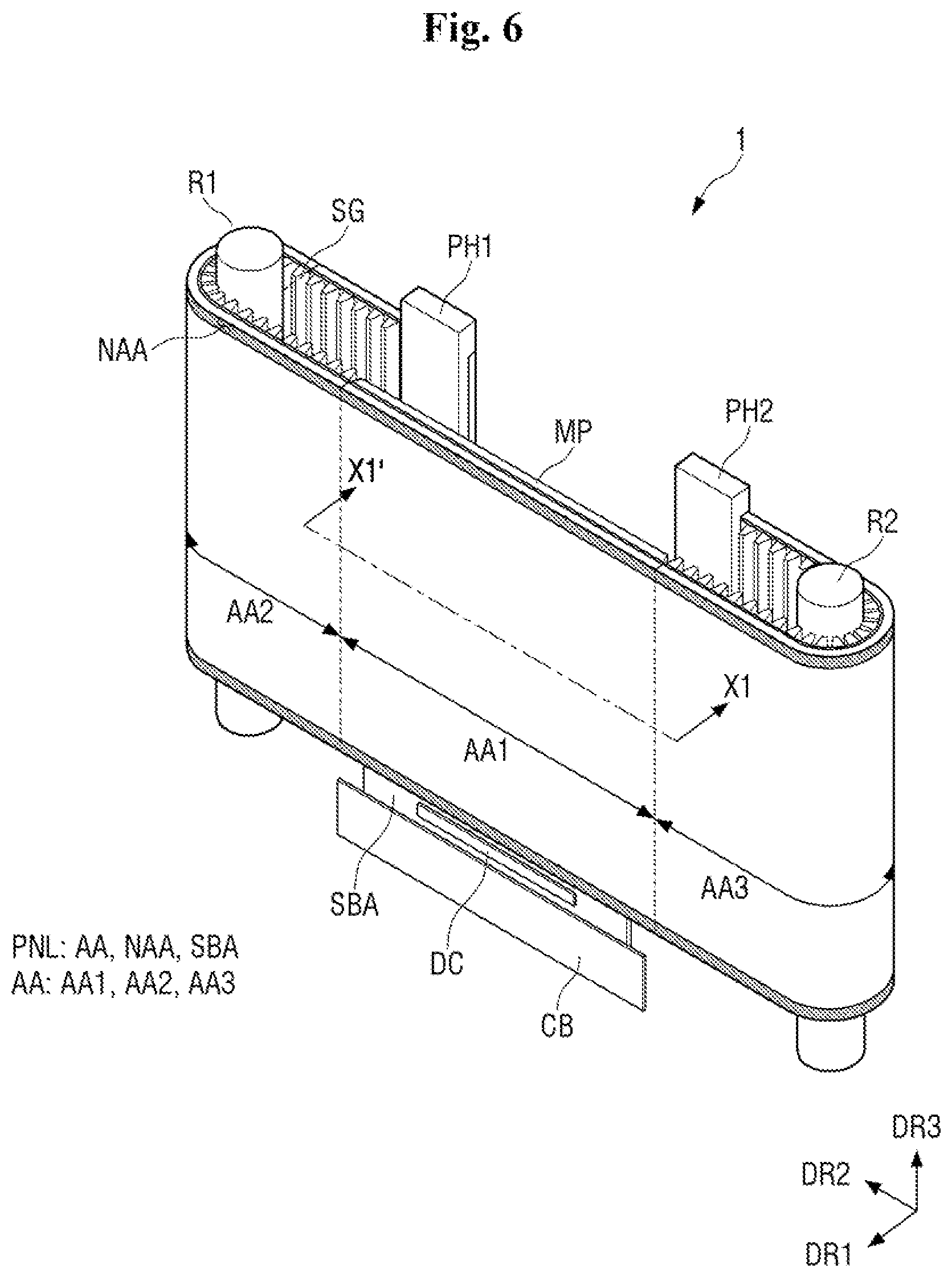 Patent US12455597 Figure 6 – Housing case and display device including the same