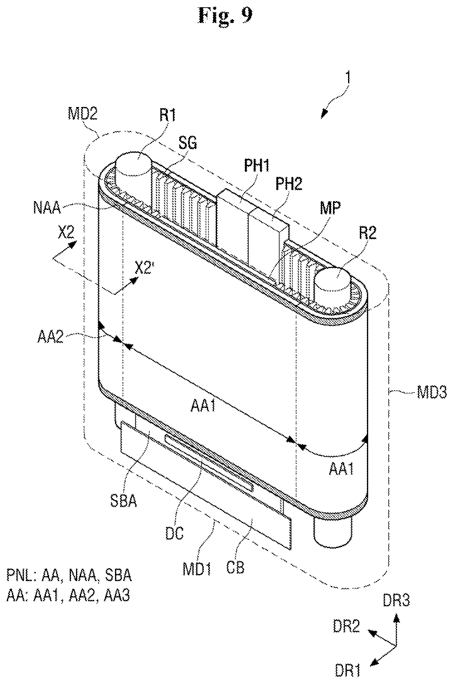 Patent US12455597 Figure 9 – Housing case and display device including the same
