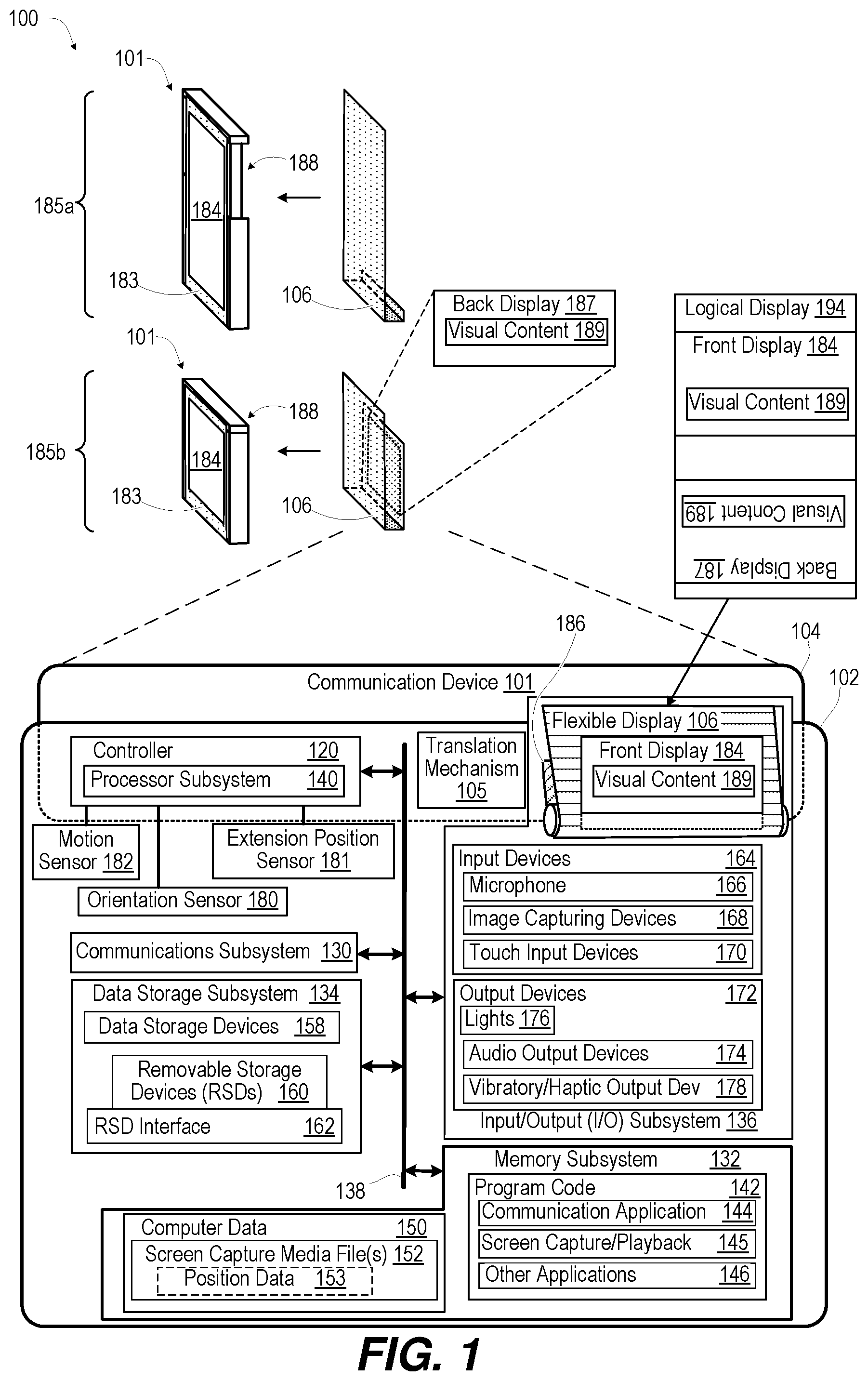 Patent US12455598 Figure 1 – Method and apparatus for screen capture and record on scrollable/rollable devices