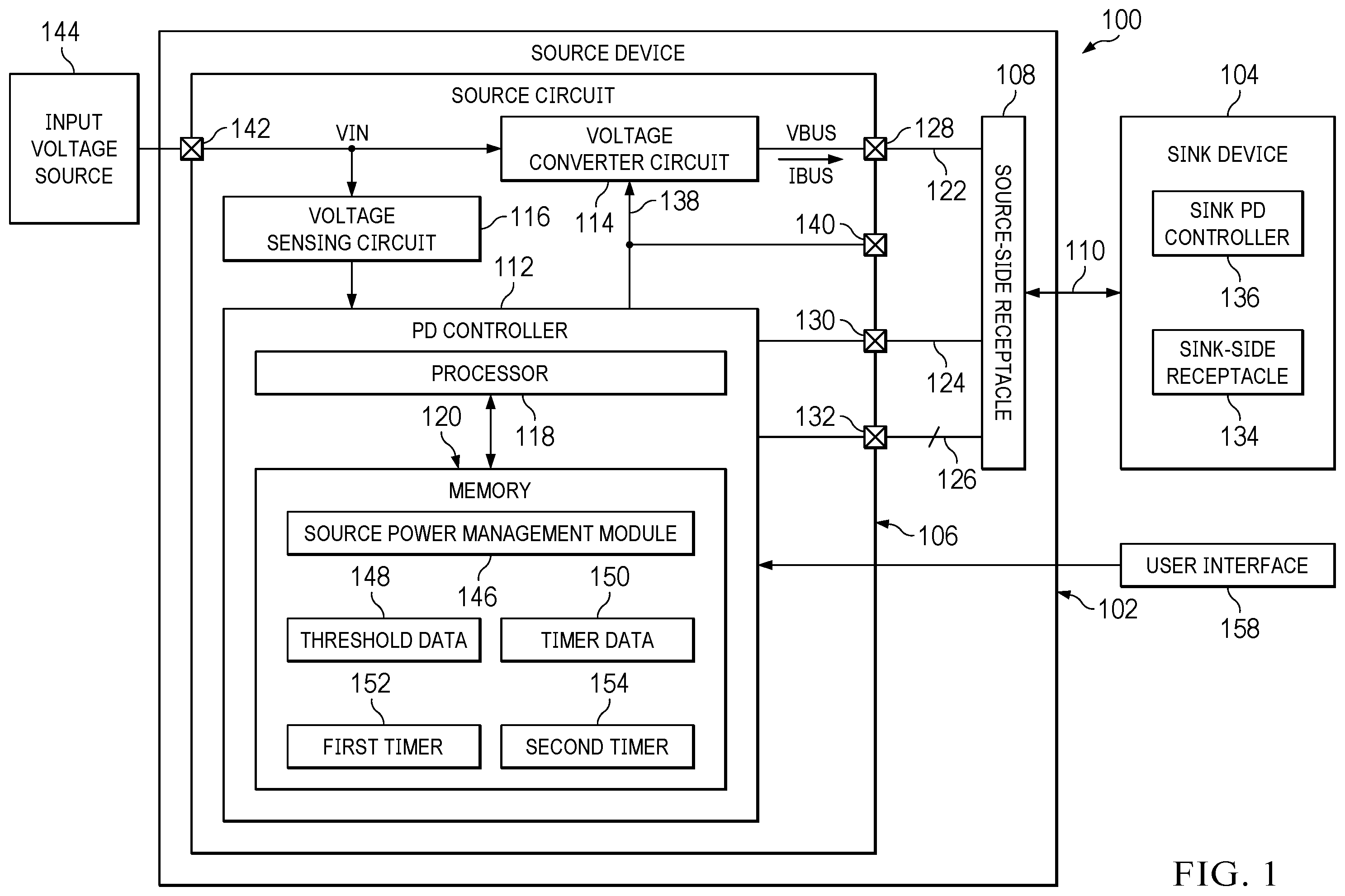 Patent US12455604 Figure 1 – USB power delivery management