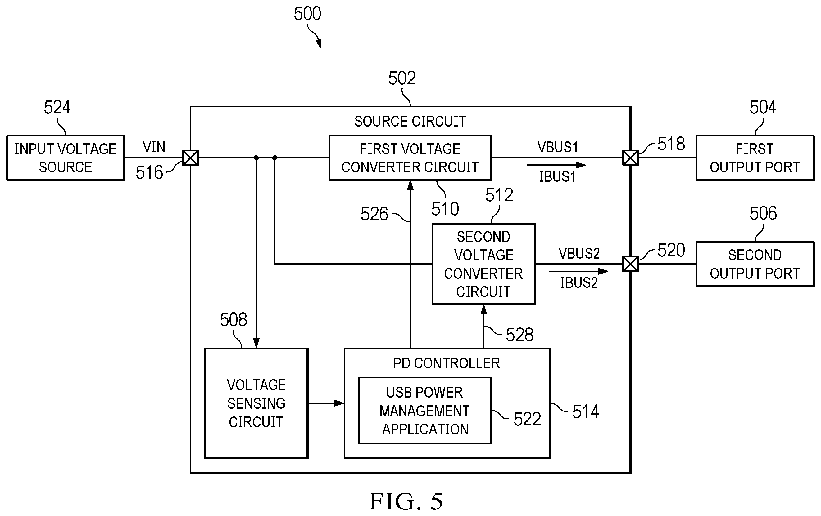 Patent US12455604 Figure 5 – USB power delivery management