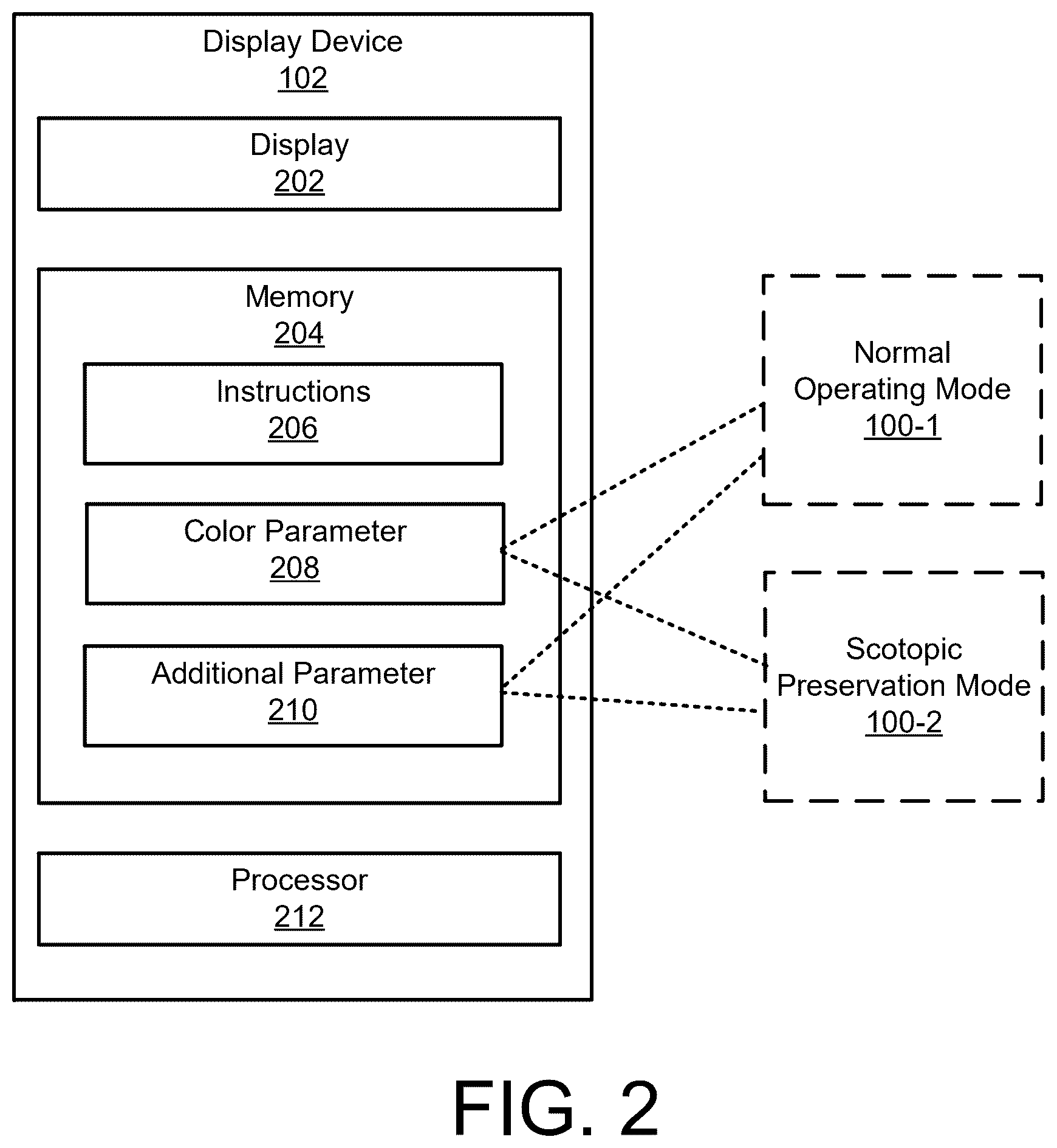 Patent US12455616 Figure 2 – Devices and methods for preserving scotopic vision for a display device user
