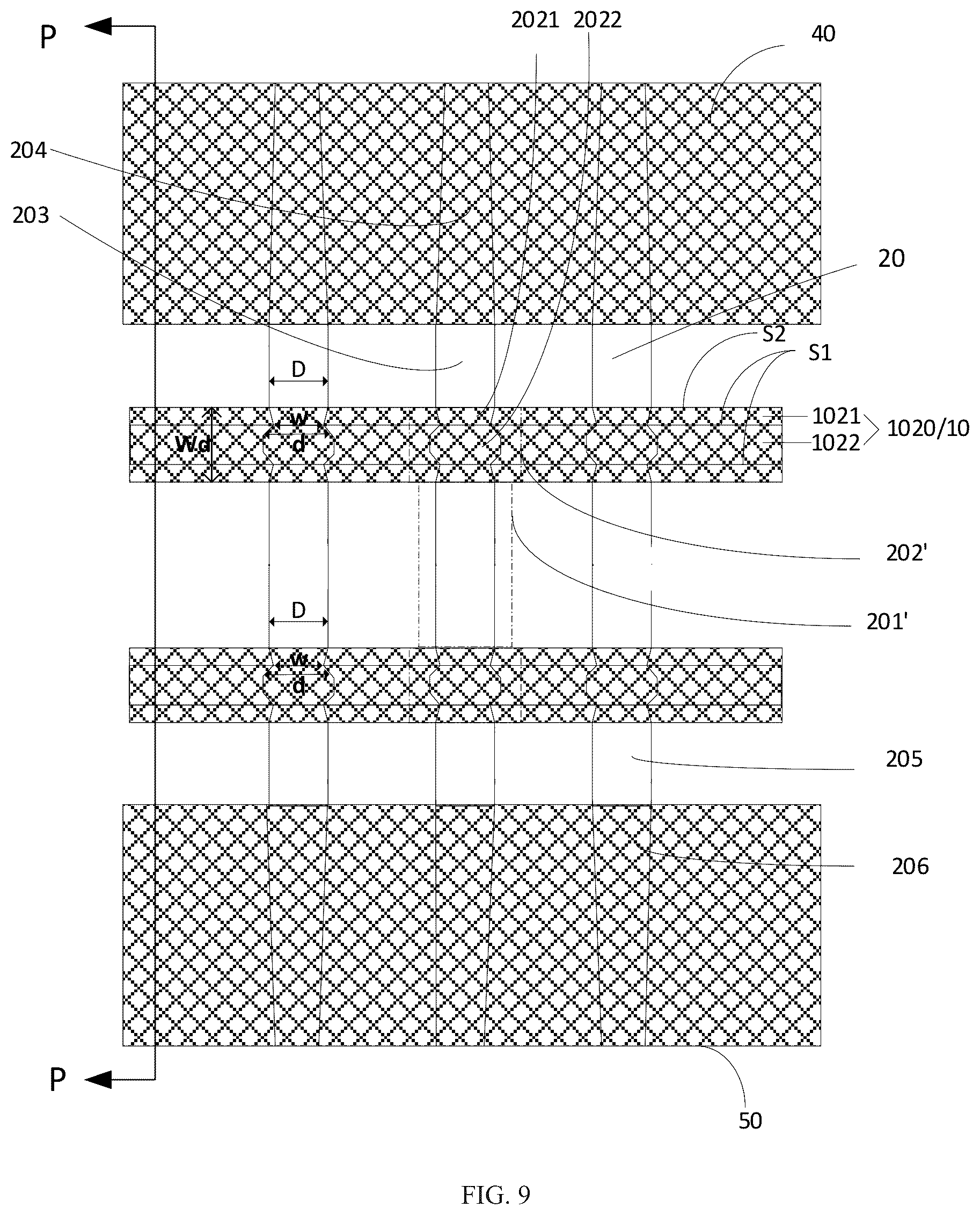 Patent US12455649 Figure 6 – Display panel and display apparatus having various heights of dam structures and various width of touch wires