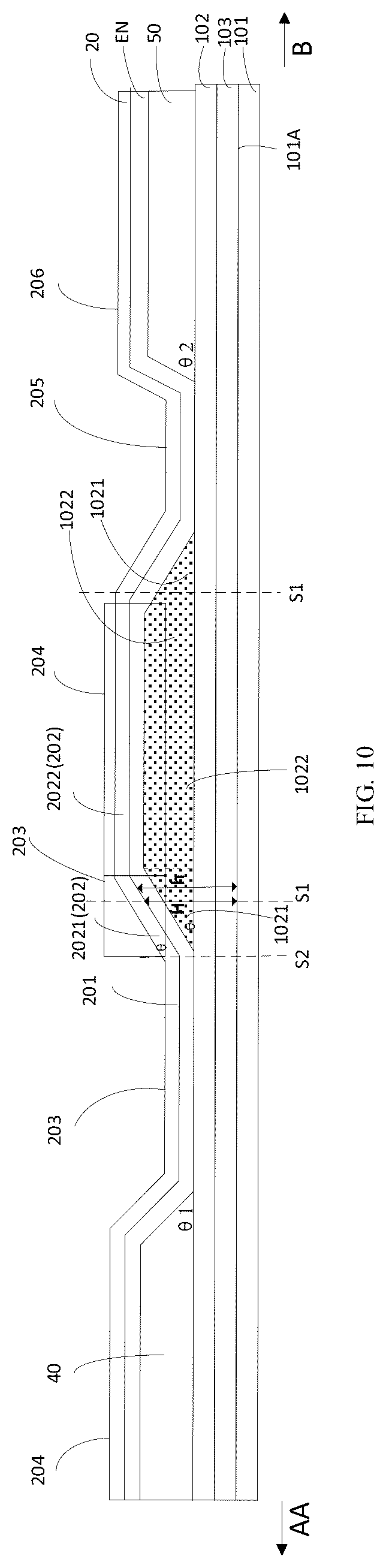 Patent US12455649 Figure 7 – Display panel and display apparatus having various heights of dam structures and various width of touch wires
