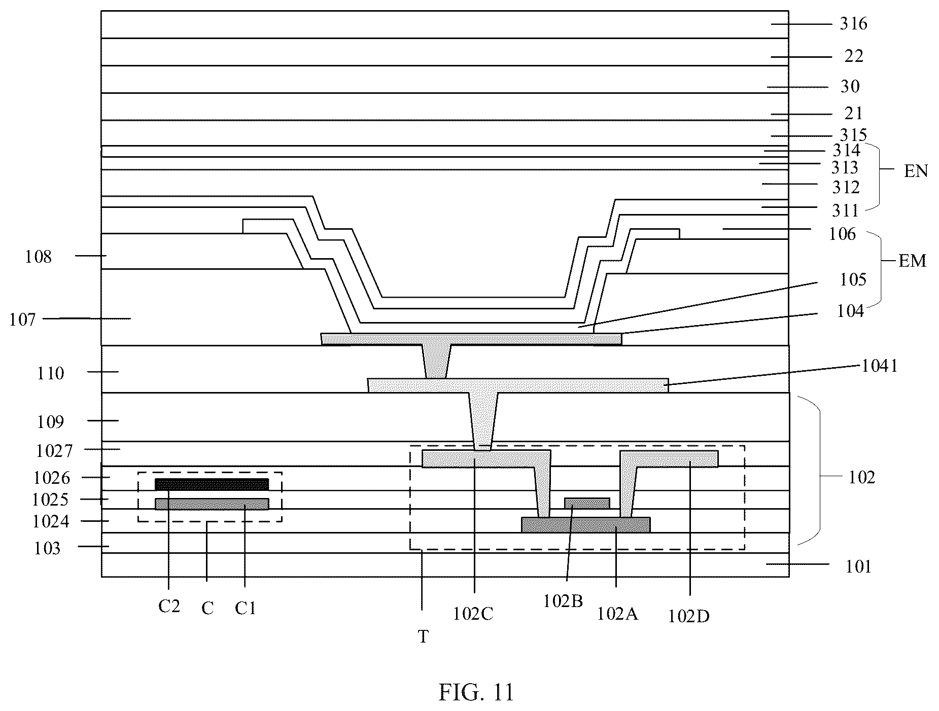 Patent US12455649 Figure 8 – Display panel and display apparatus having various heights of dam structures and various width of touch wires