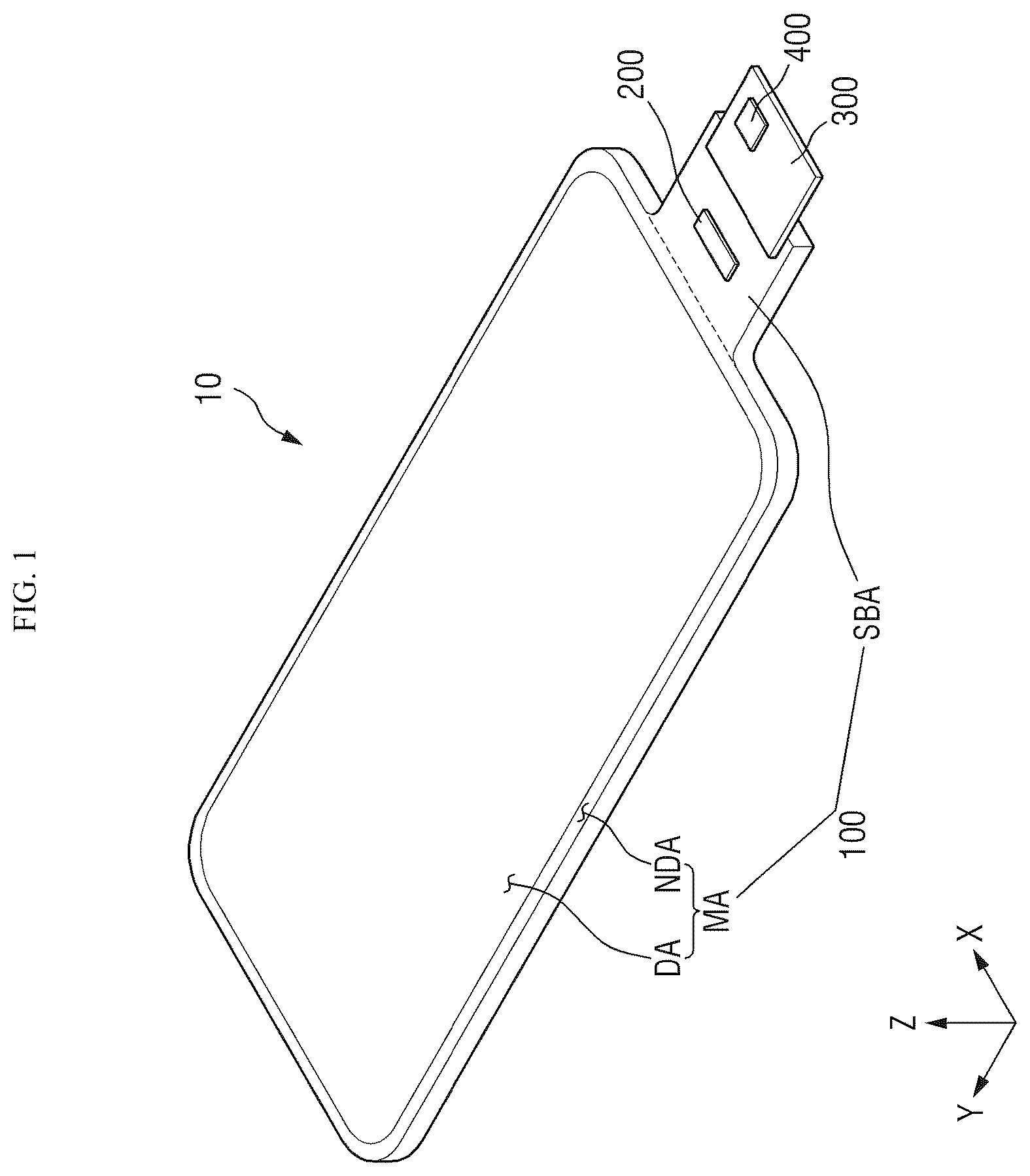 Patent US12455652 Figure 1 – Display device