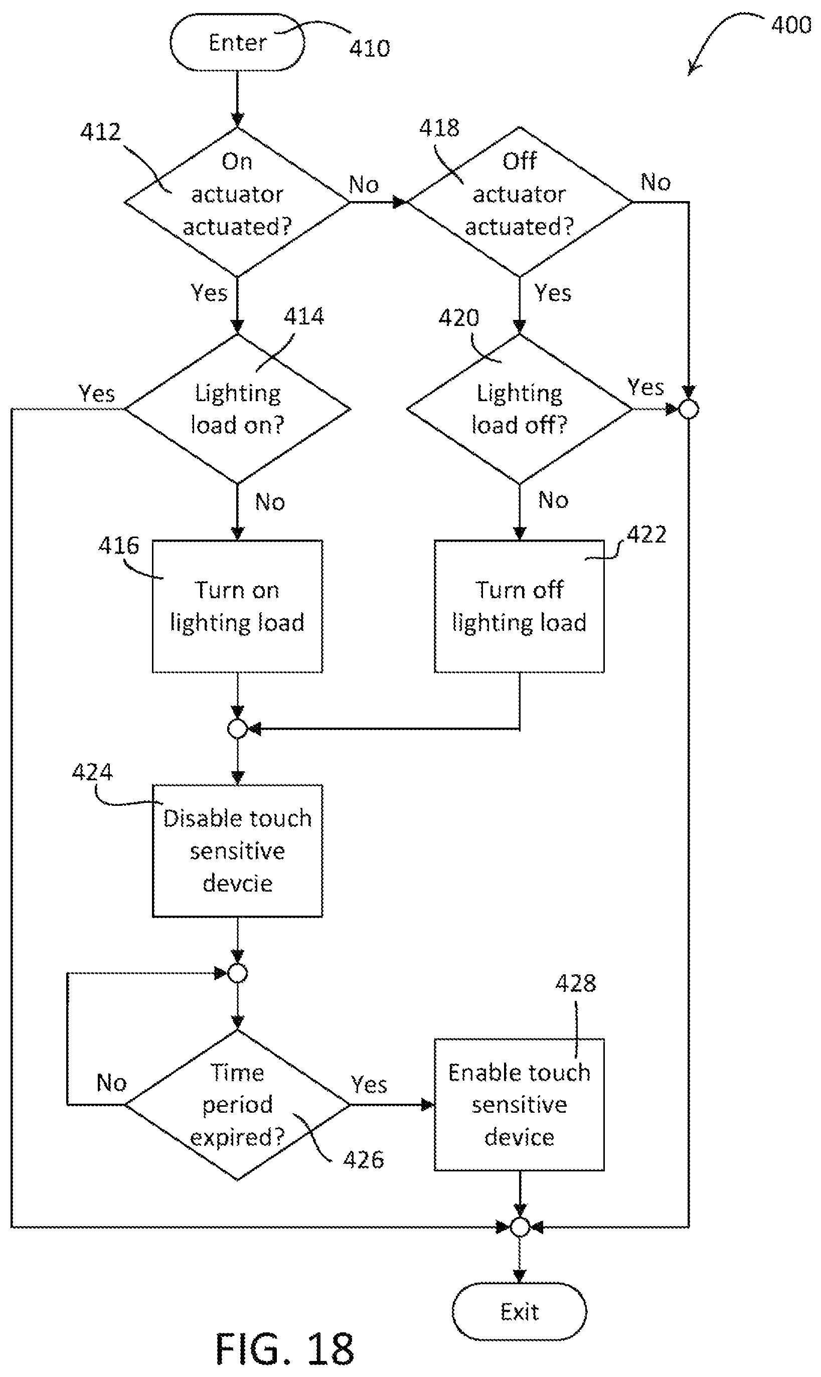 Patent US12455663 Figure 15 – Load control device responsive to non-contact actuations