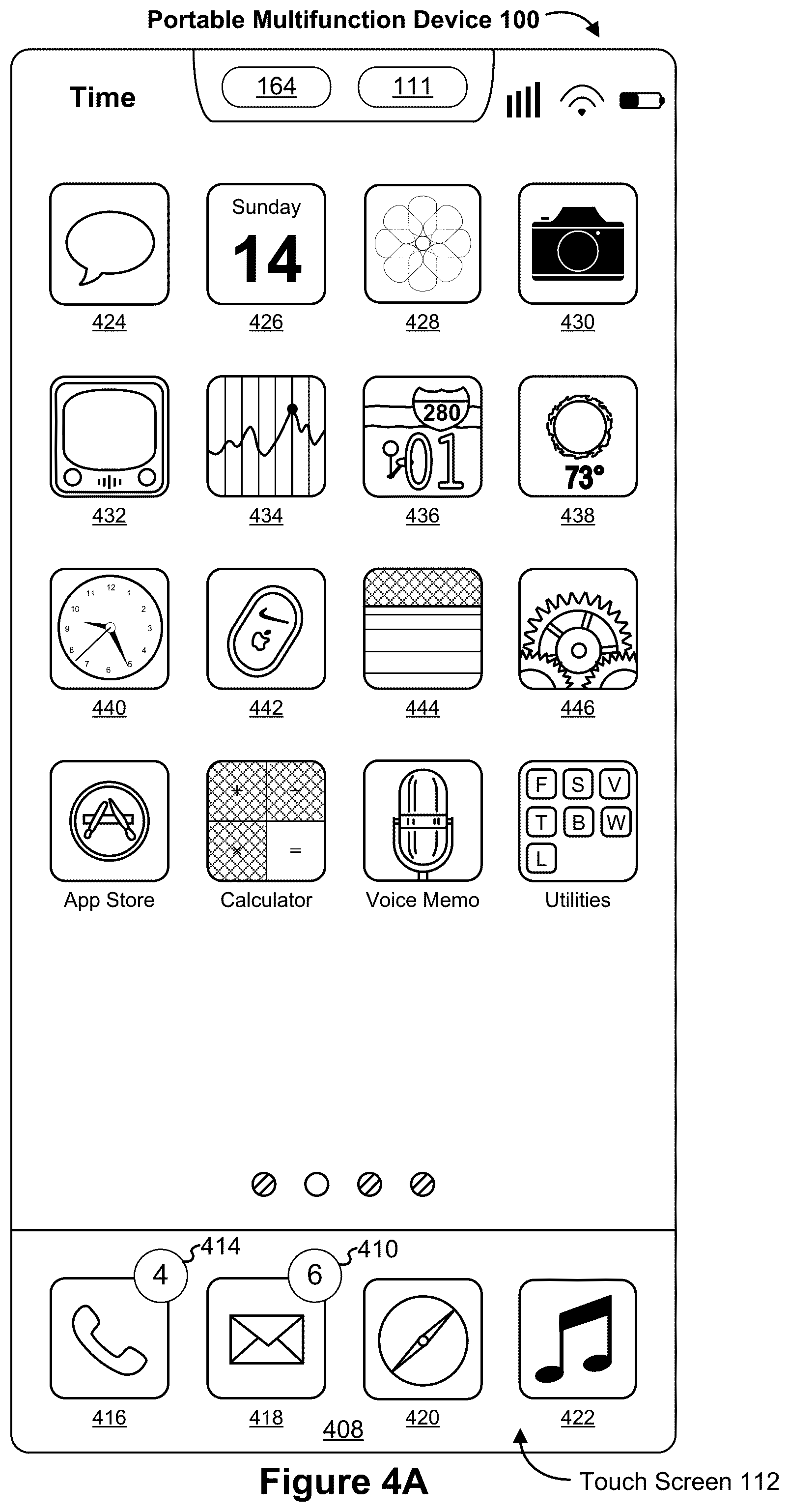 Patent US12455681 Figure 5 – Device, method, and graphical user interface for adjusting a display property of an affordance over changing background content