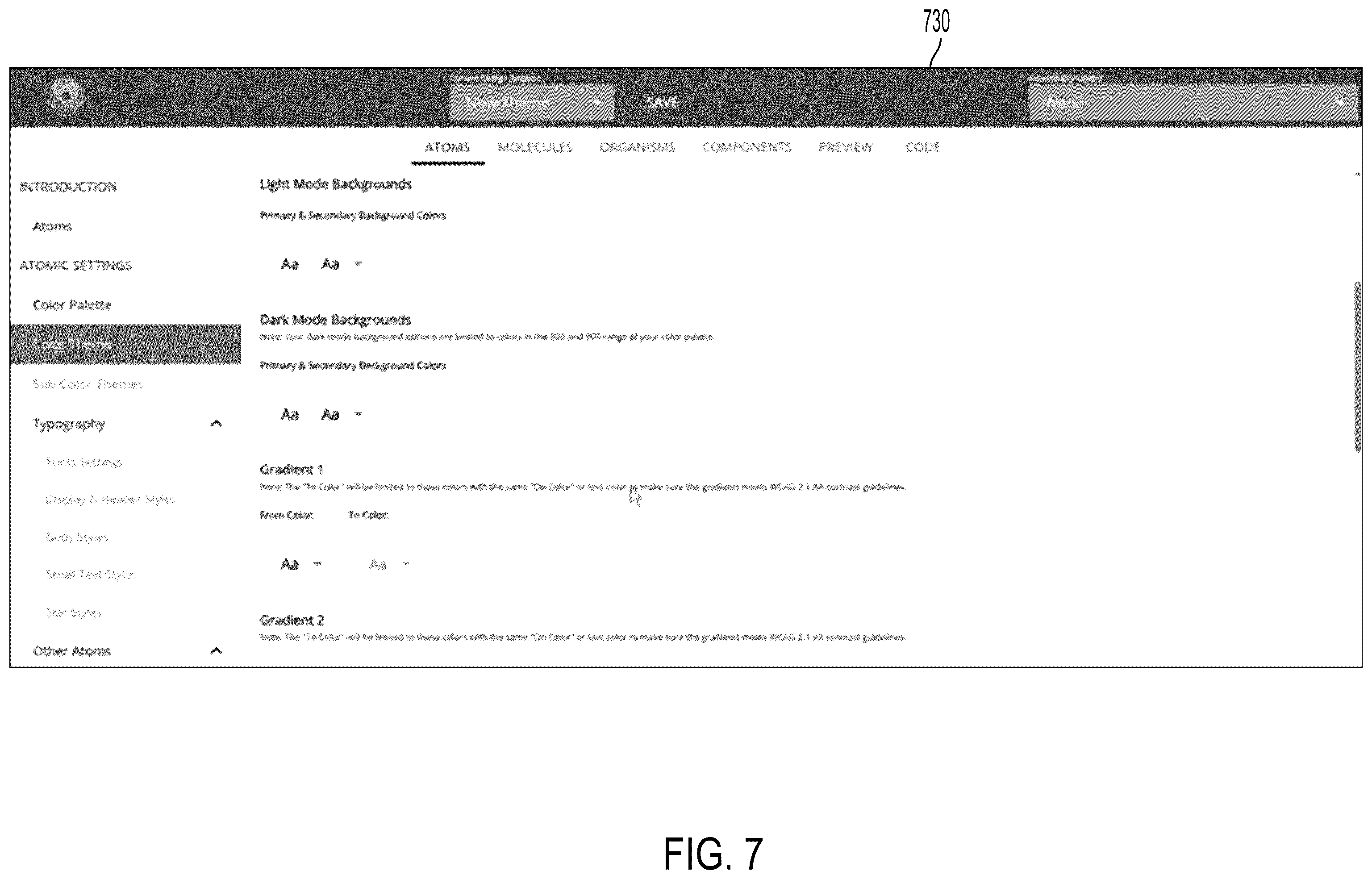 Patent US12455724 Figure 7 – Theme-builder for accessibility-aware design services