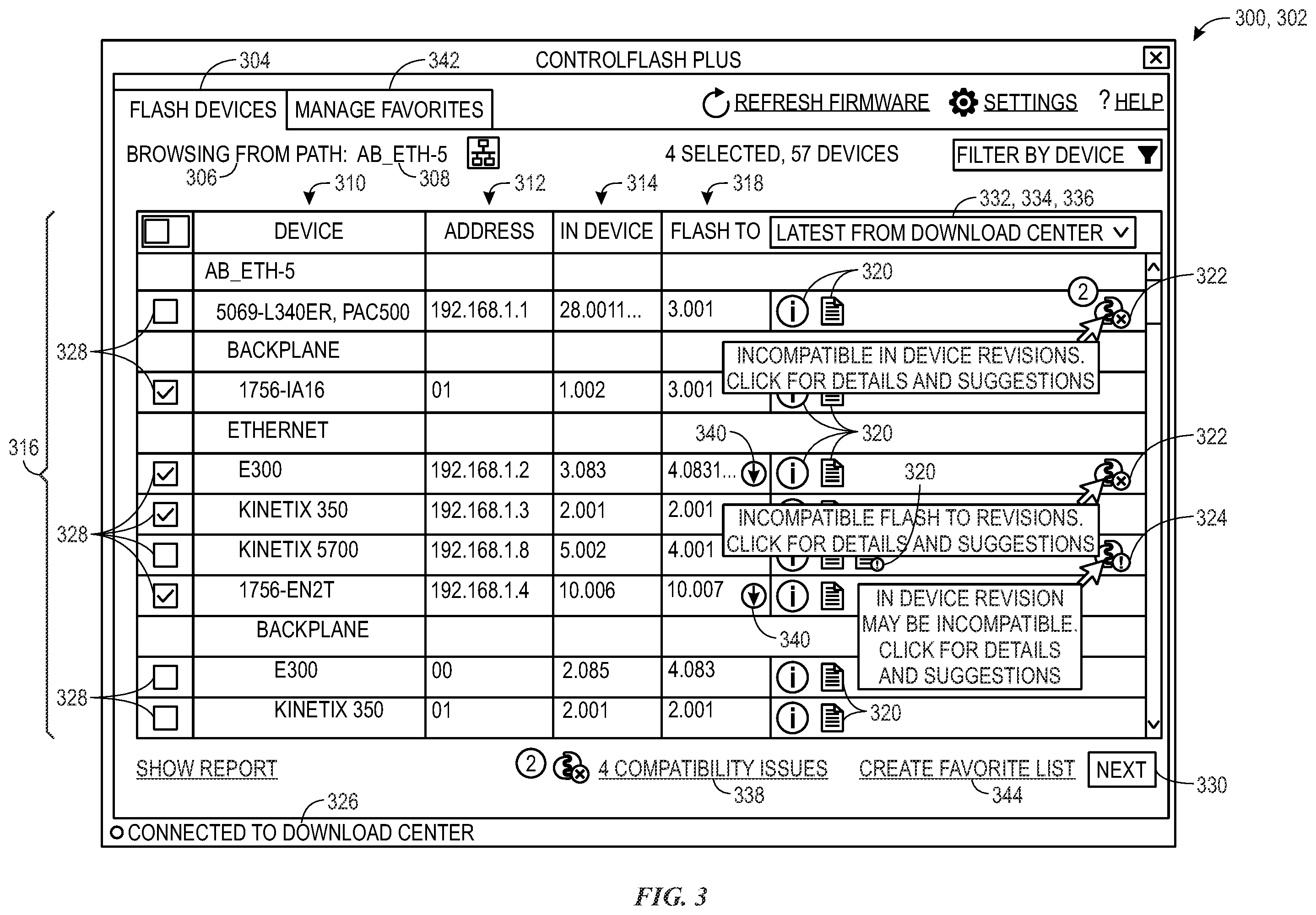 Patent US12455731 Figure 3 – Incompatibility notification and optimal compatible solution