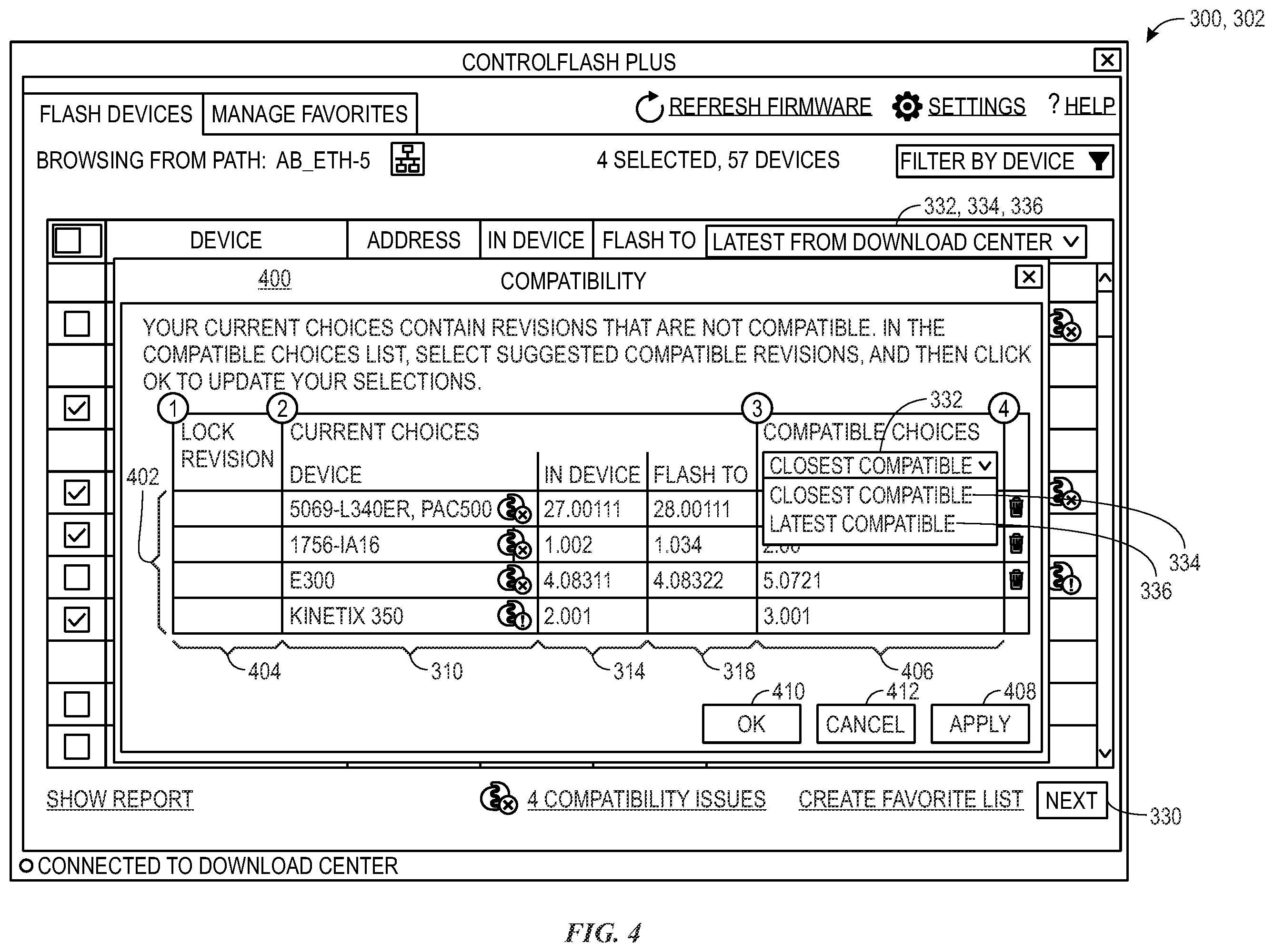 Patent US12455731 Figure 4 – Incompatibility notification and optimal compatible solution