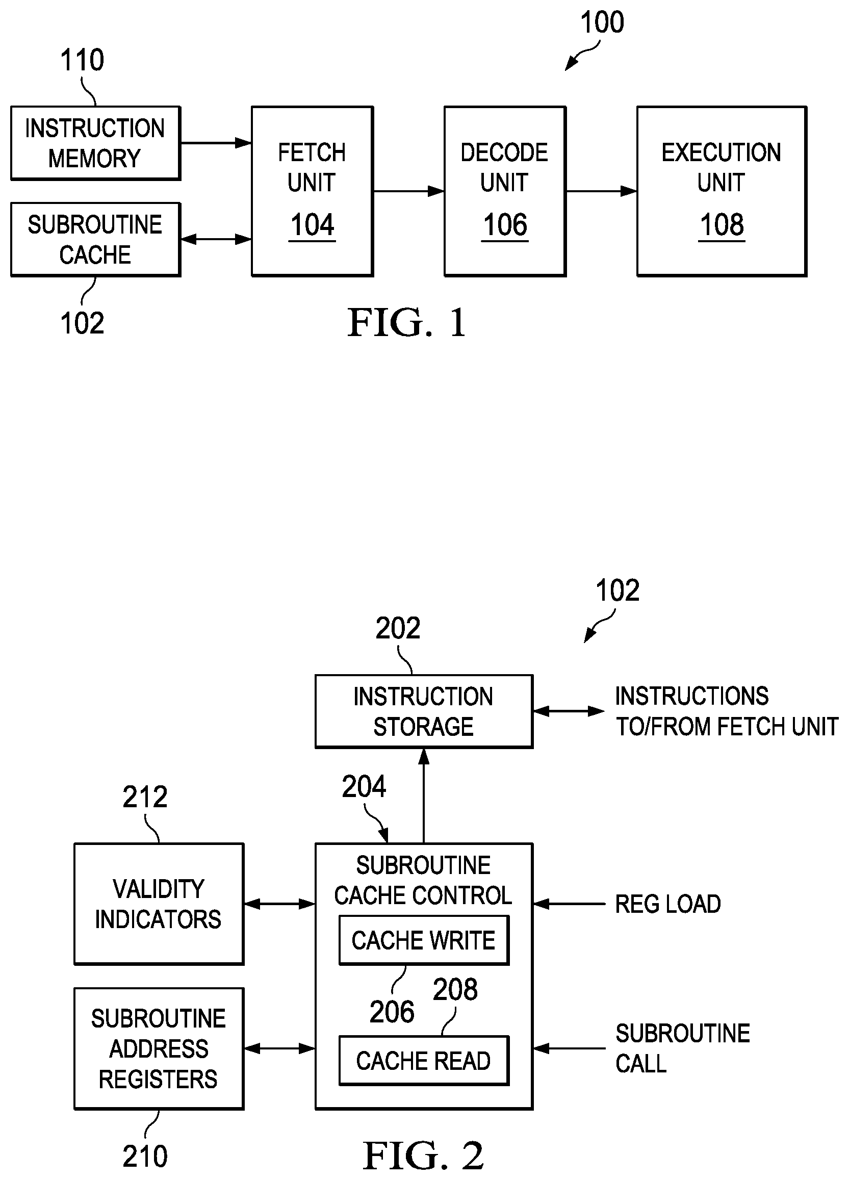 Patent US12455745 Figure 1 – Processor subroutine cache