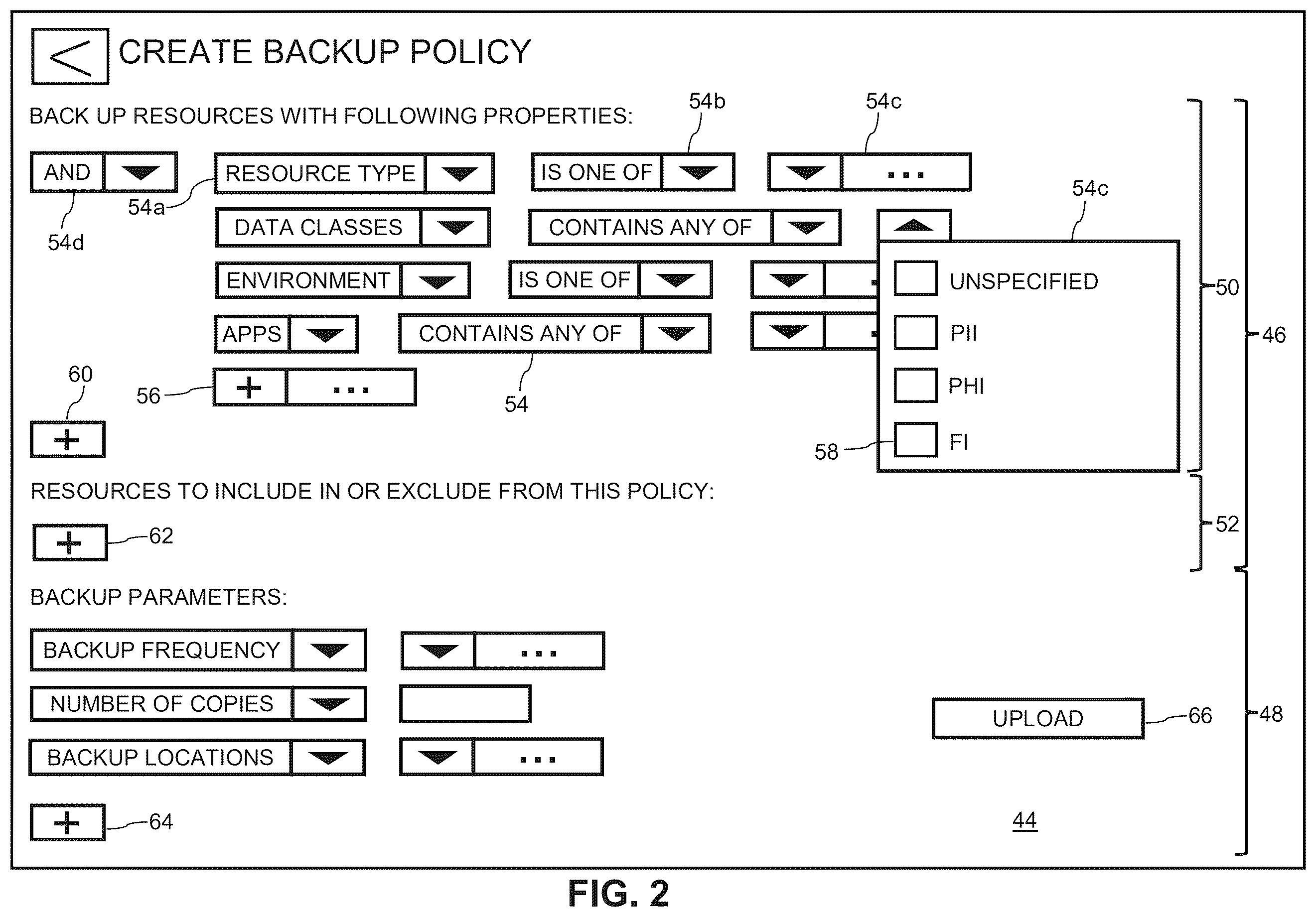 Patent US12455793 Figure 2 – Content-based backup policies