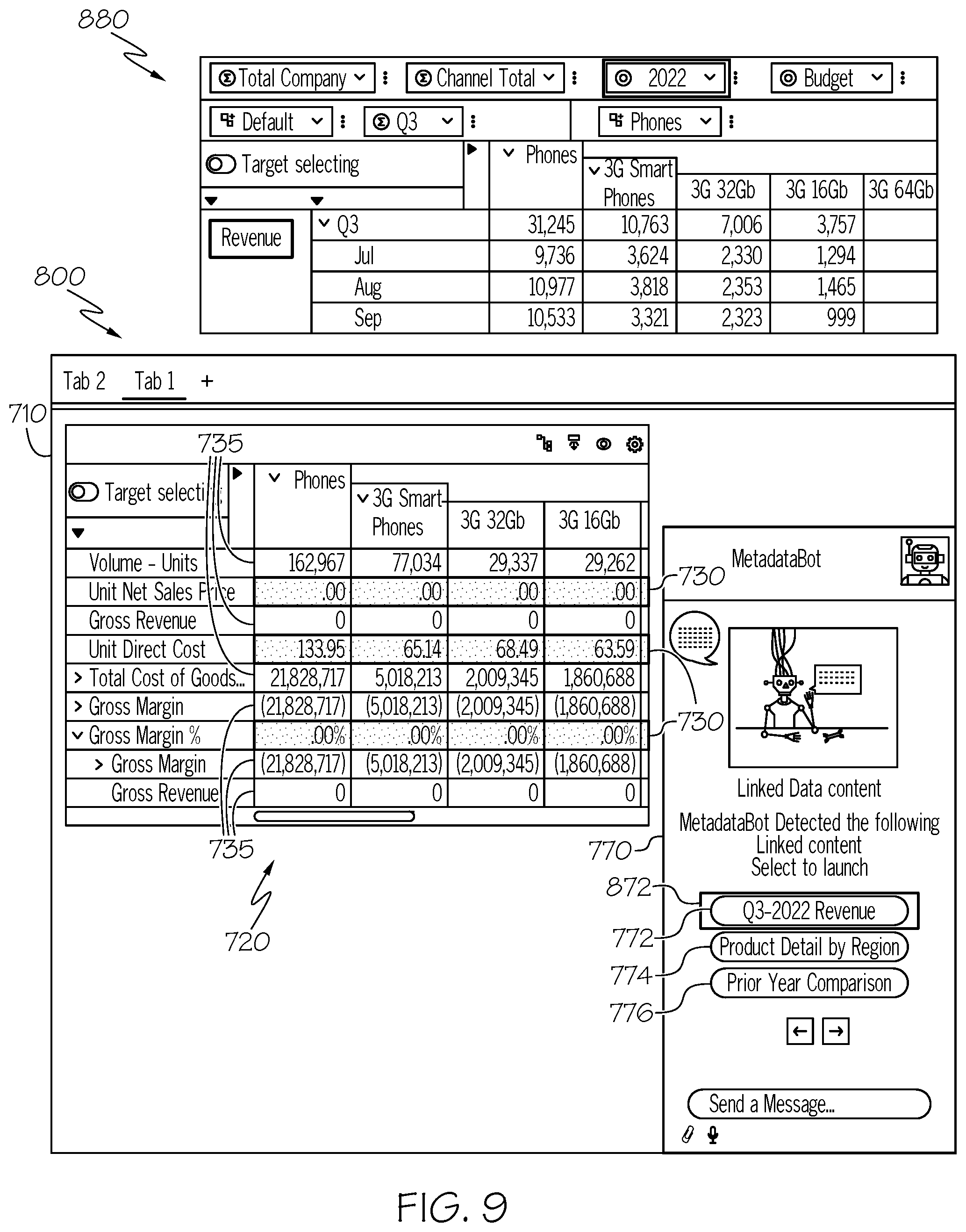 Patent US12455892 Figure 10 – Artificial intelligence based bot-enhanced retrieval of drill through data