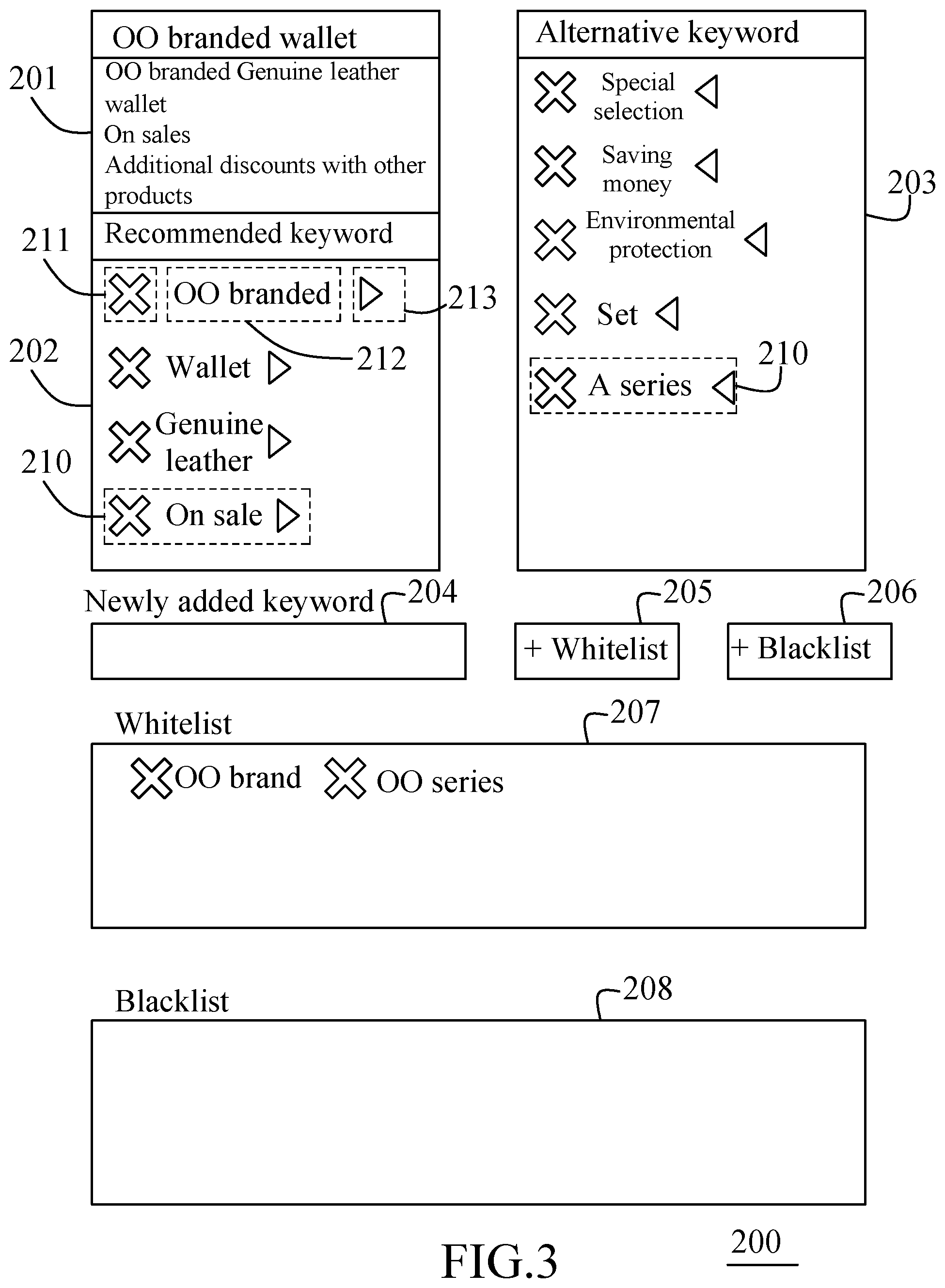 Patent US12455938 Figure 3 – Keyword management system
