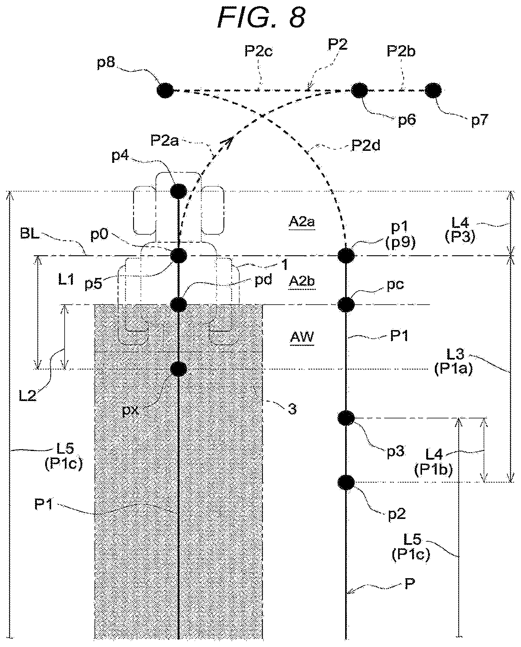 Patent US12457913 Figure 8 – Automatic traveling system, automatic traveling method, and automatic traveling program