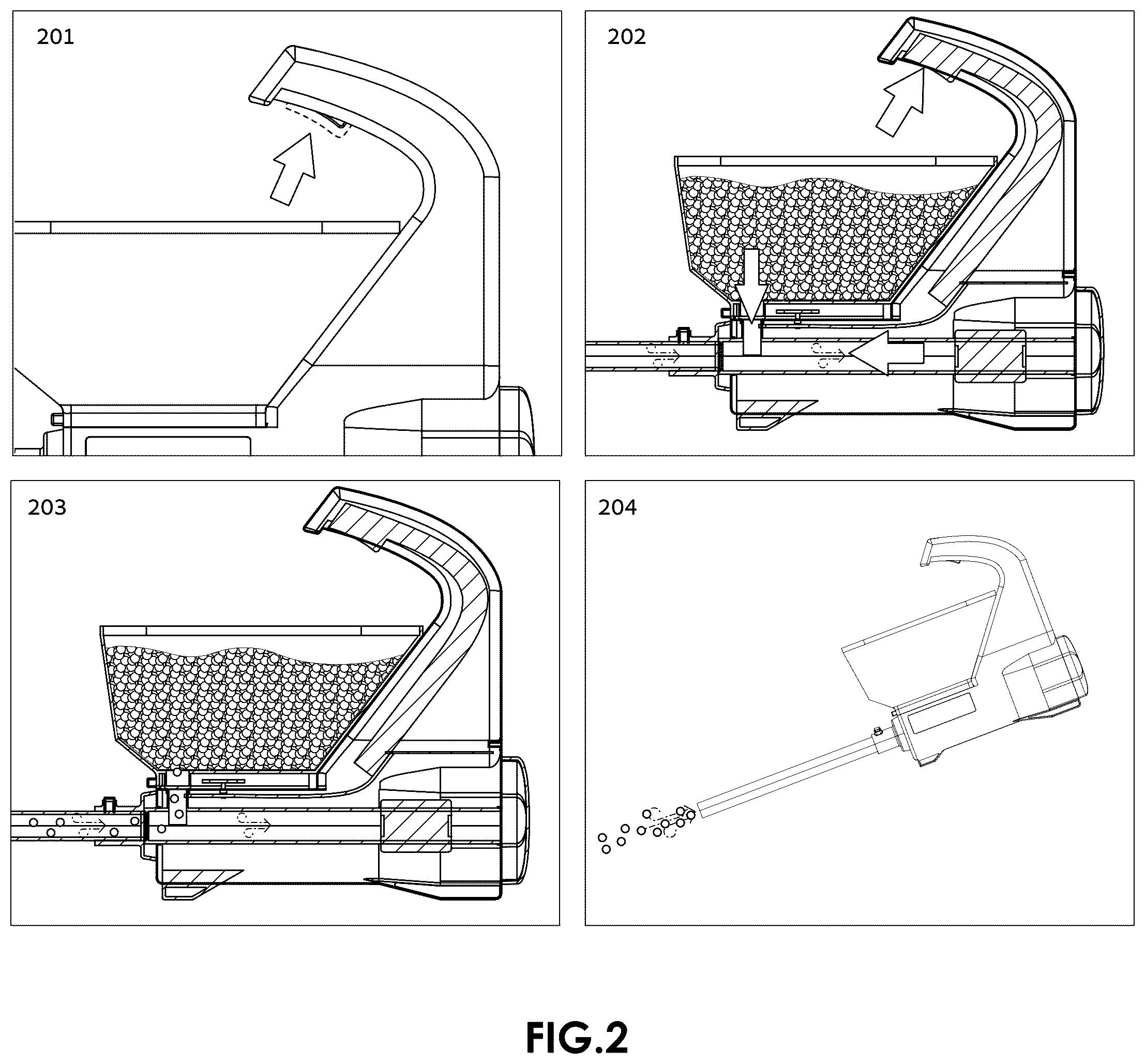 Patent US12457919 Figure 2 – Motorized material dispensing gardening apparatus