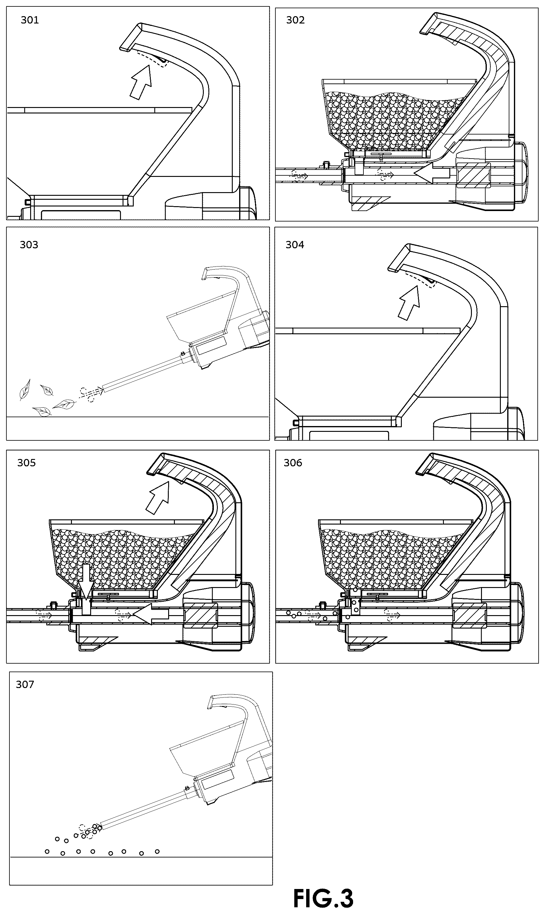 Patent US12457919 Figure 3 – Motorized material dispensing gardening apparatus