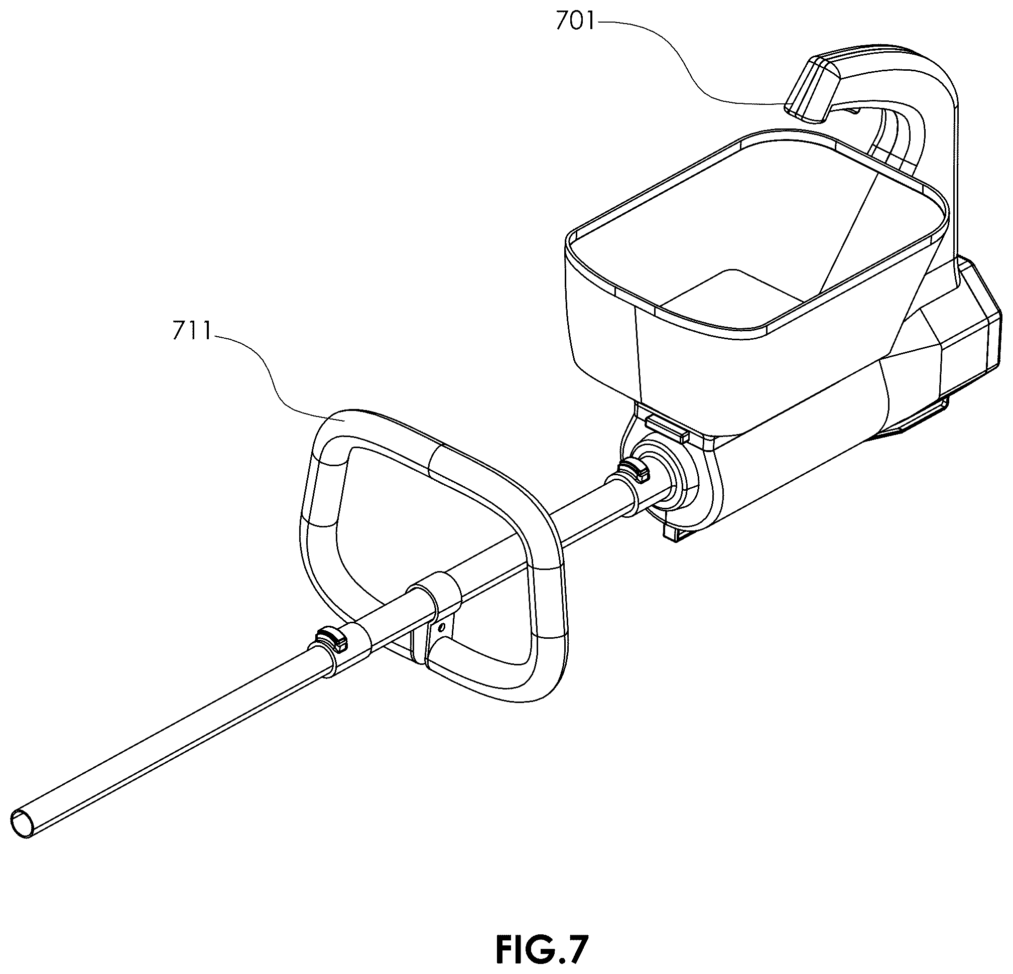 Patent US12457919 Figure 7 – Motorized material dispensing gardening apparatus