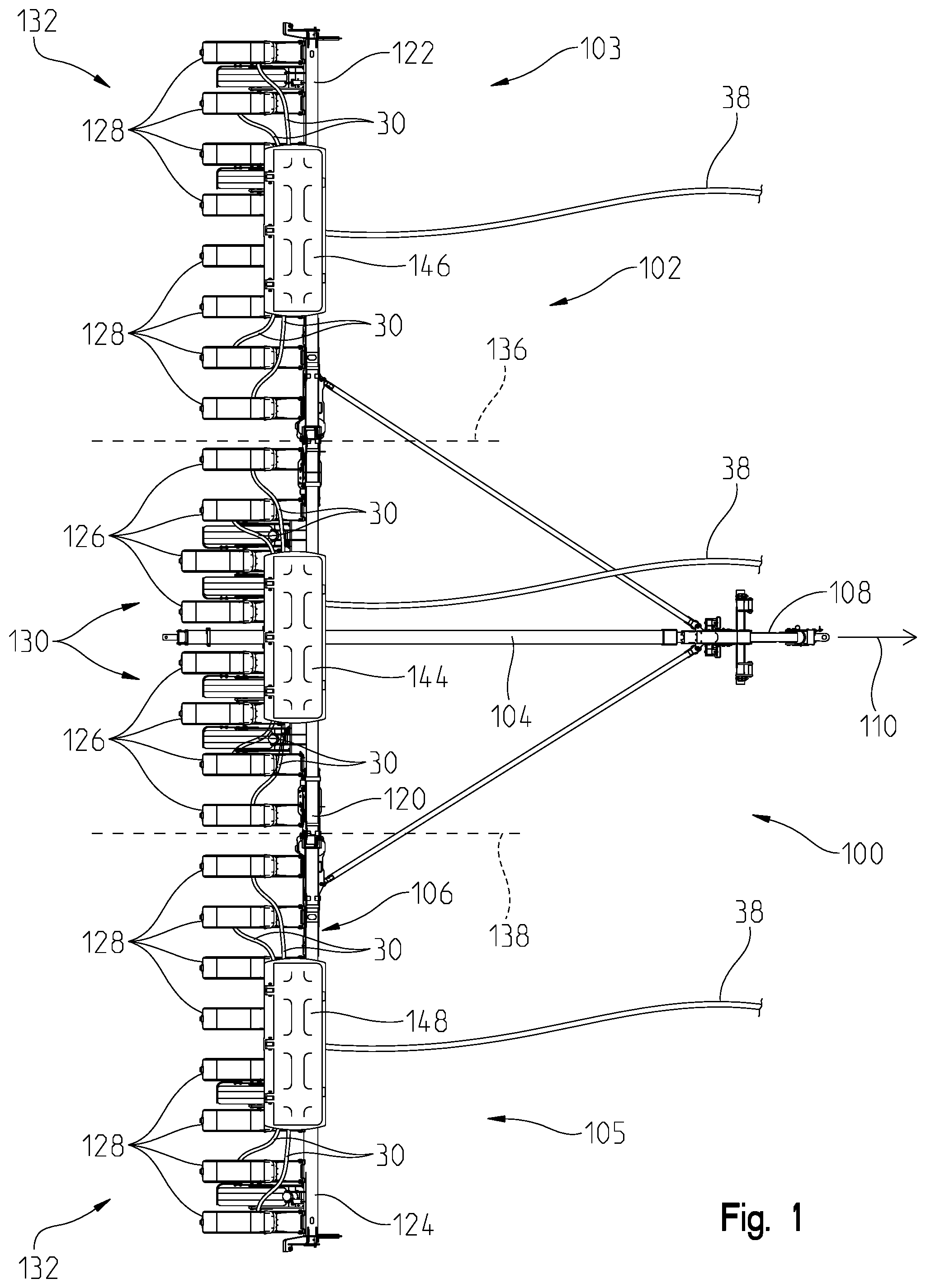 Patent US12457920 Figure 1 – Intermediate tanks for frame weight distribution