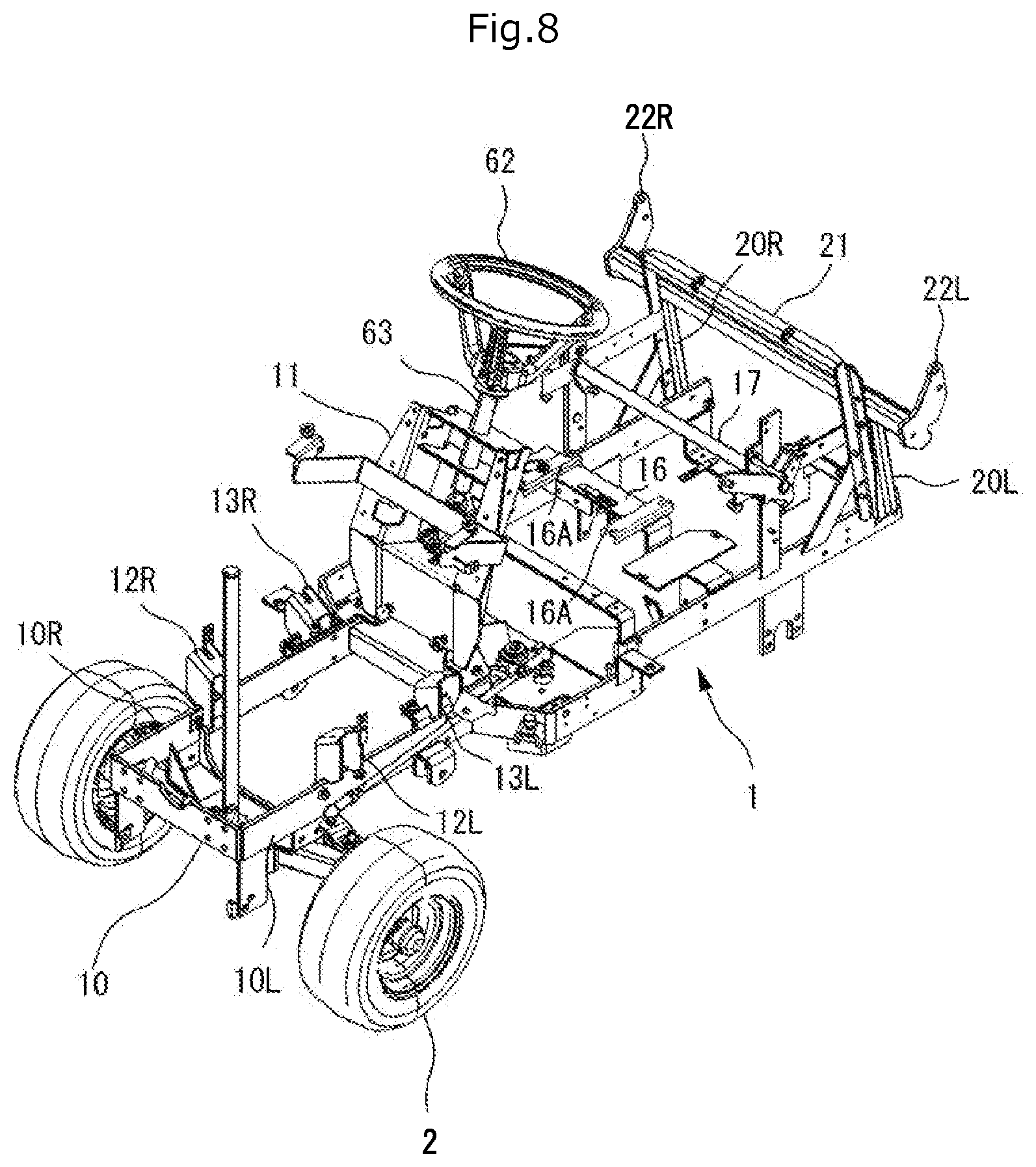 Patent US12457927 Figure 8 – Electric work vehicle drive arrangement