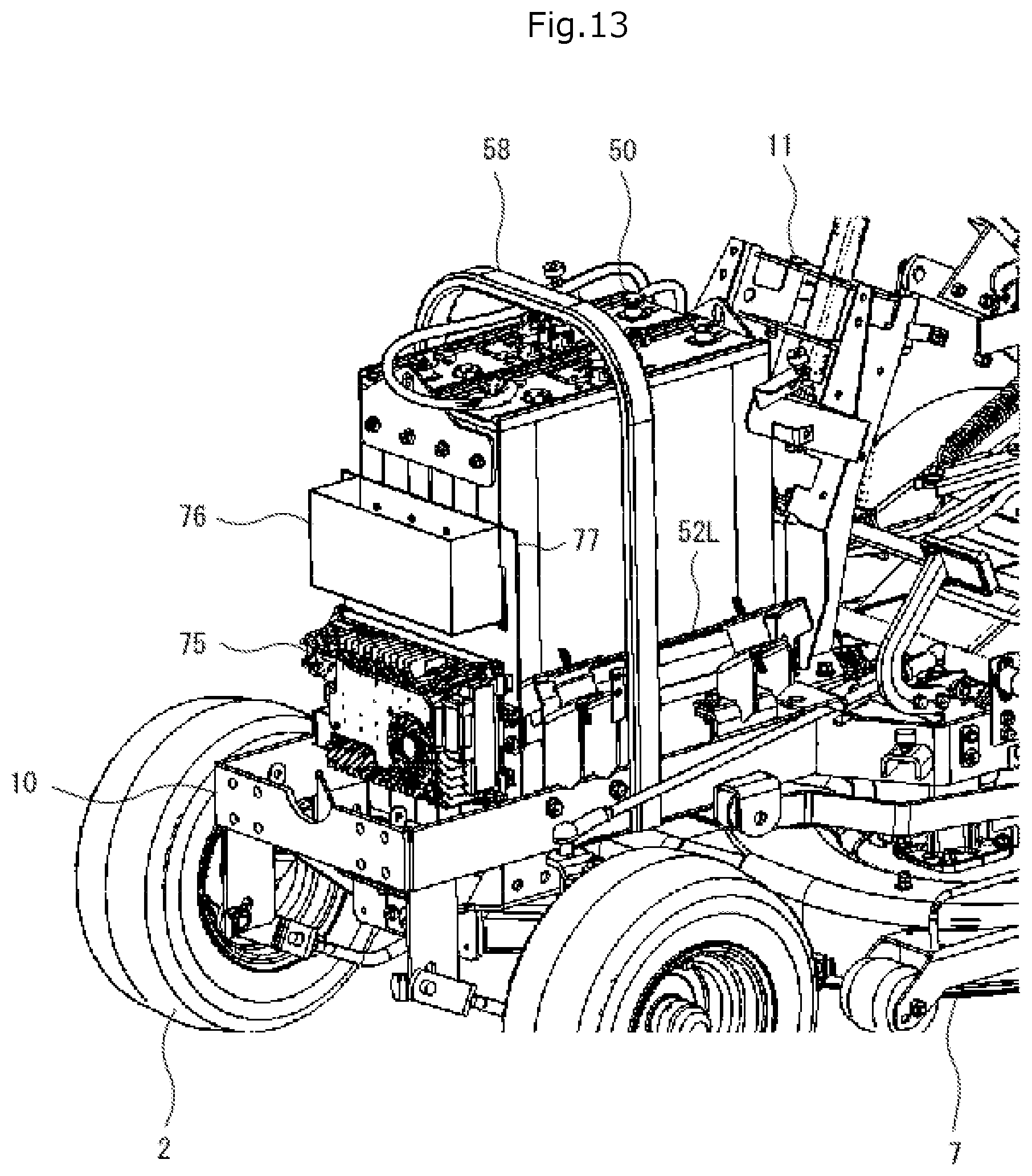Patent US12457927 Figure 13 – Electric work vehicle drive arrangement