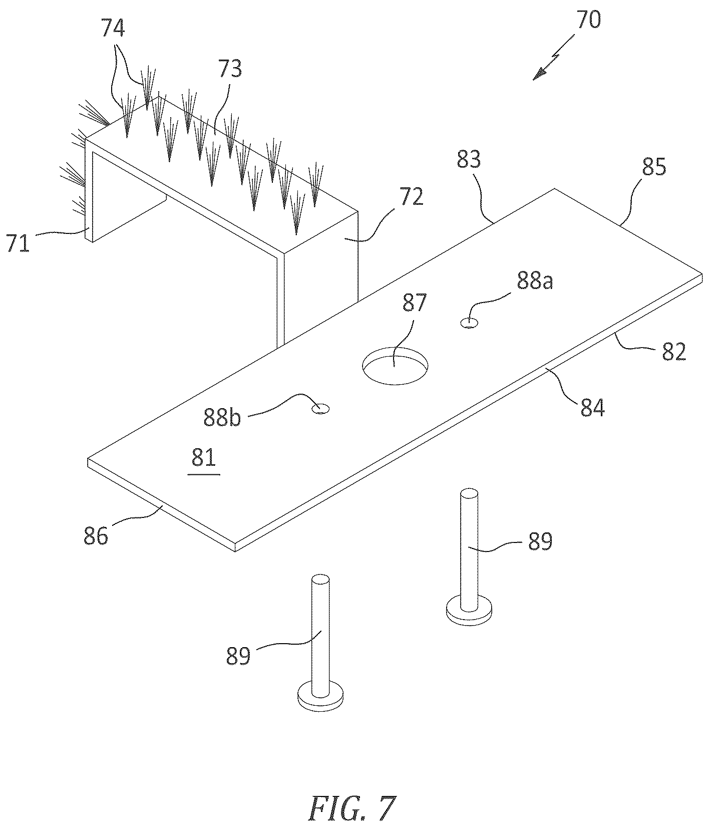 Patent US12457928 Figure 7 – Mower blade with removable cutting attachments