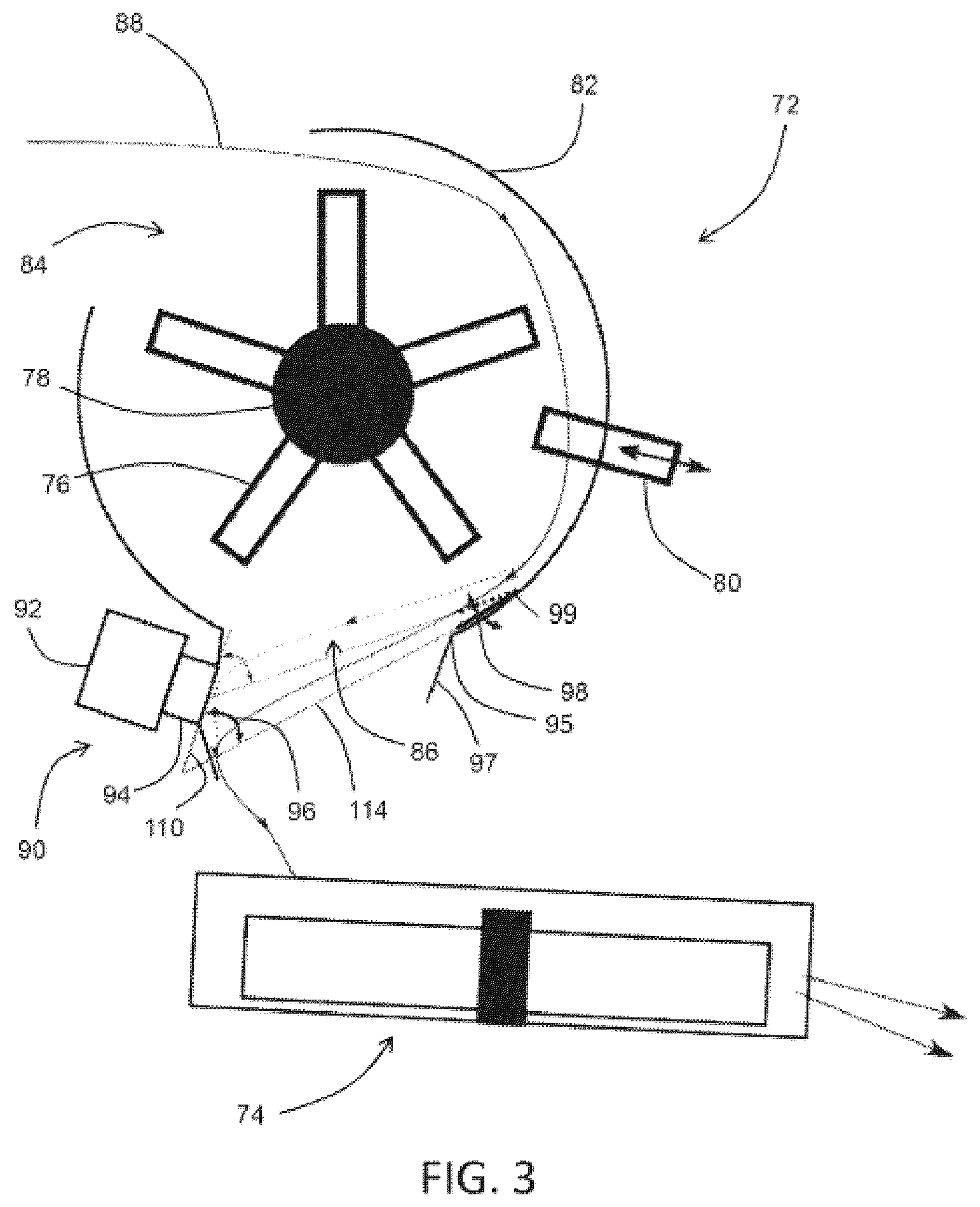 Patent US12457930 Figure 3 – Combine harvester with tilted crop material sensor arrangement