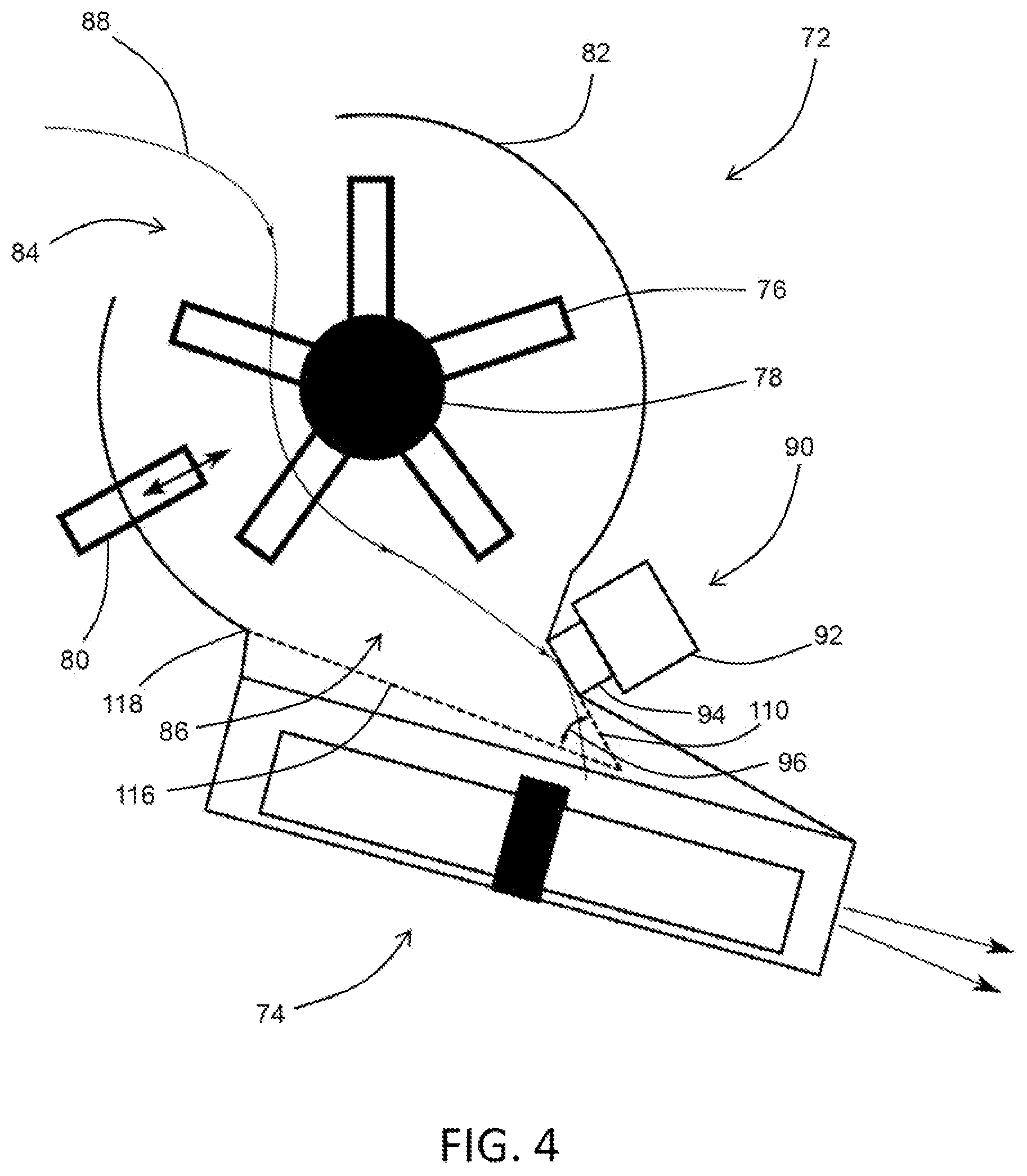 Patent US12457930 Figure 4 – Combine harvester with tilted crop material sensor arrangement